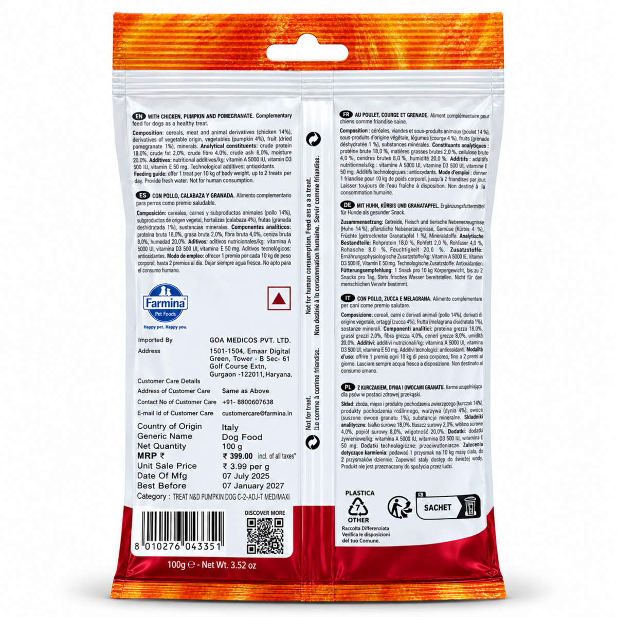 Farmina N&D Medium Maxi Dental Treats with Chicken, Pumpkin & Pomegranate