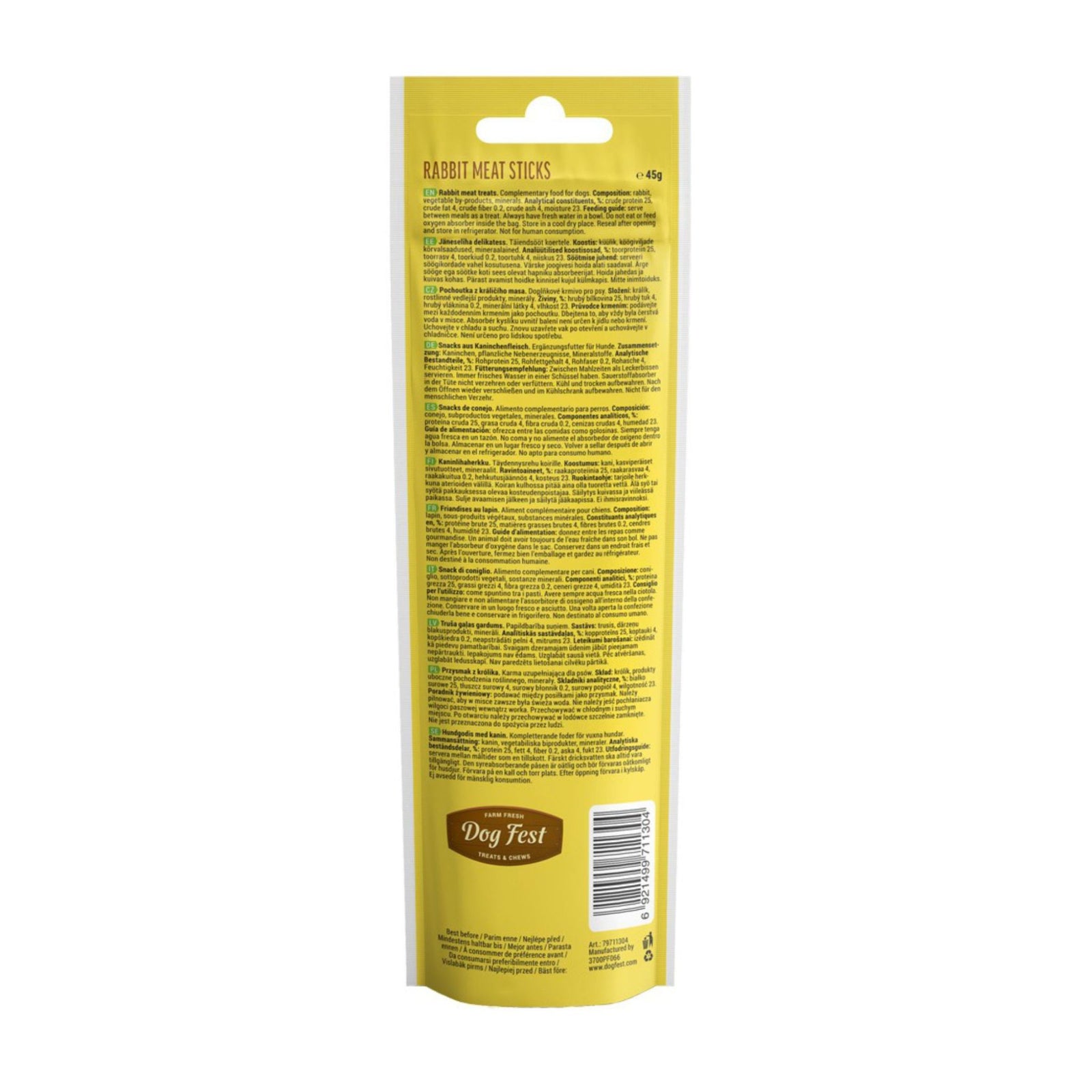 Dogfest Rabbit Meat Sticks - Healthy & Fun Dog Treat - Rufftail