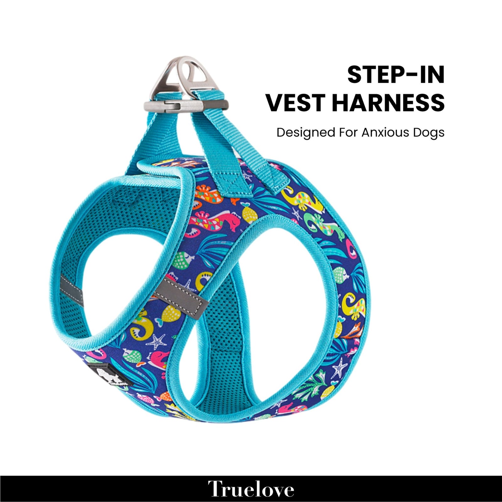 Truelove Floral Harness for Small & Medium Dog Breeds- Blue Atoll product image 2 - Rufftail Pune