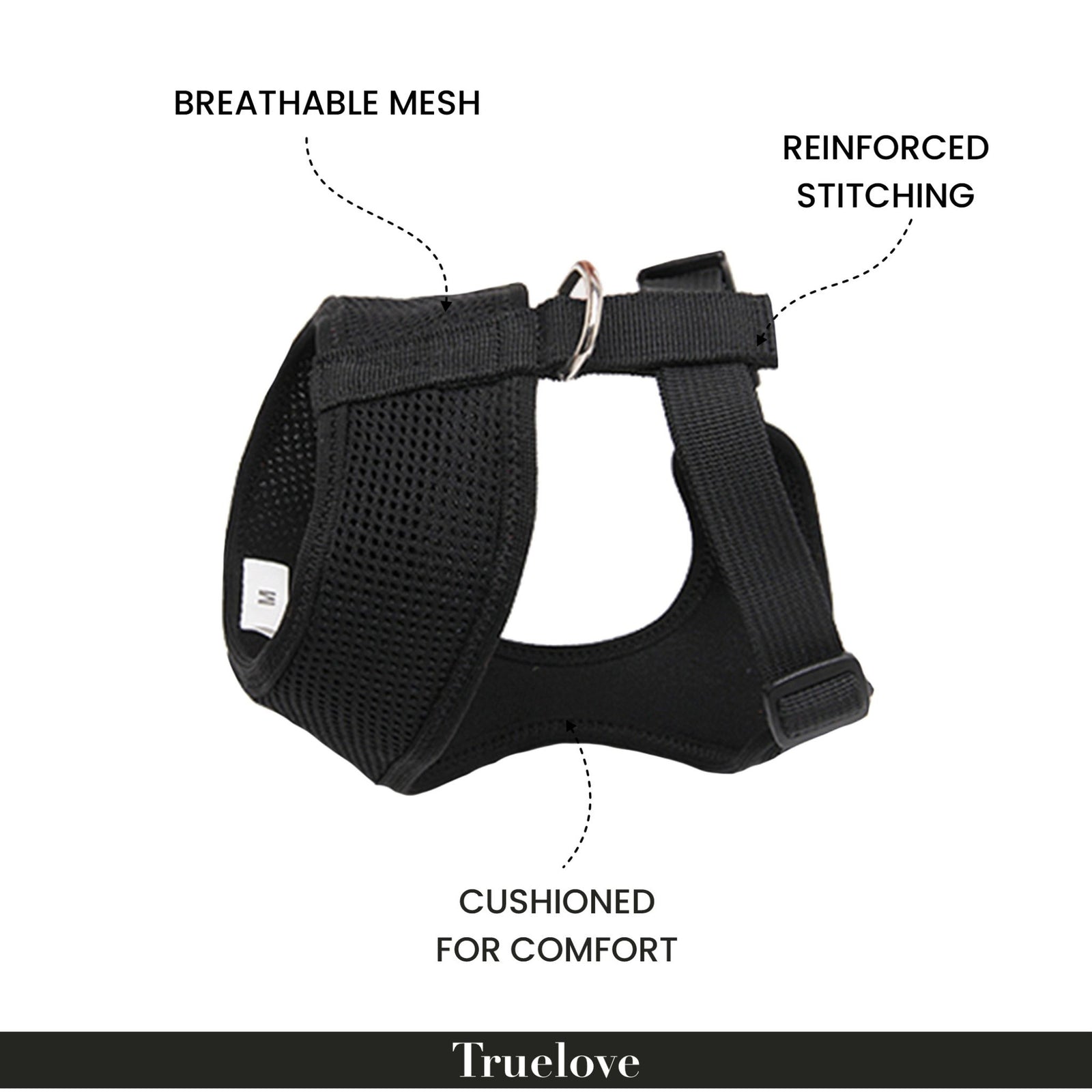 TRUELOVE Cat & Small Dog Harness Safe & Comfortable- Black product image 4 - Rufftail Pune