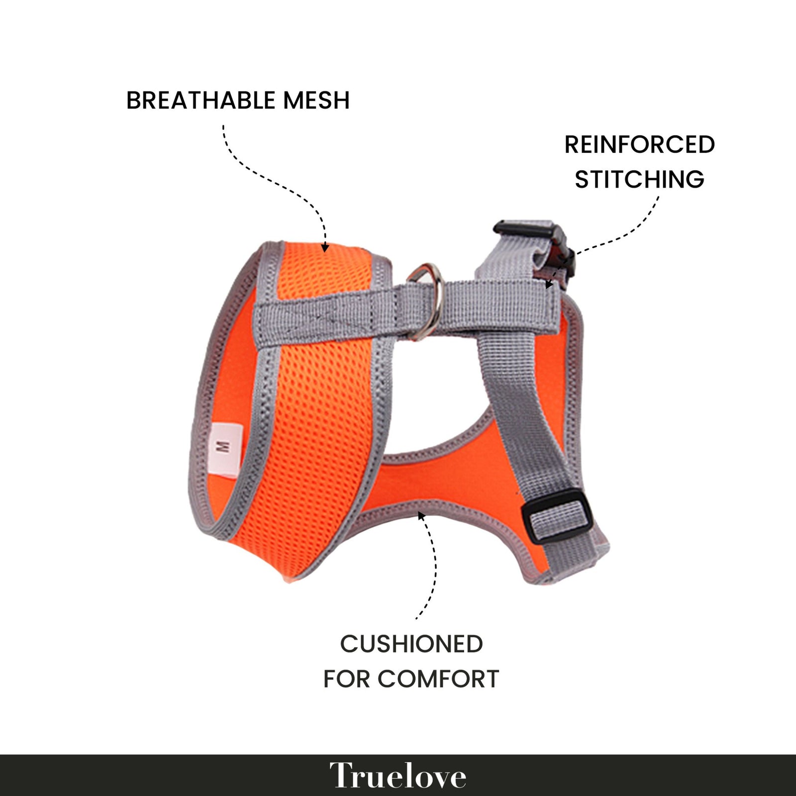 TRUELOVE Cat & Small Dog Harness Safe & Comfortable- Orange product image 4 - Rufftail Pune