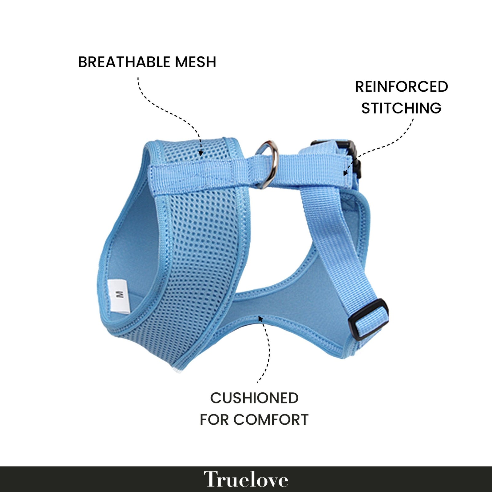 Truelove Cat & Small Dog Harness Safe & Comfortable- Blue product image 2 - Rufftail Pune