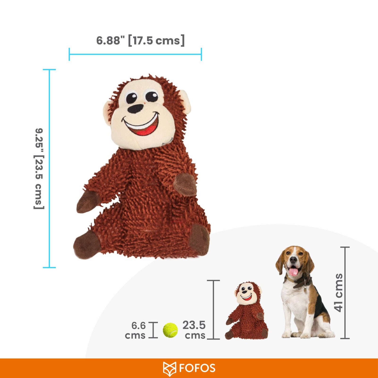 BarkButler x FOFOS Tough Dog Toy Monkey - Durable & Fun Chew Toy for Dogs - Rufftail