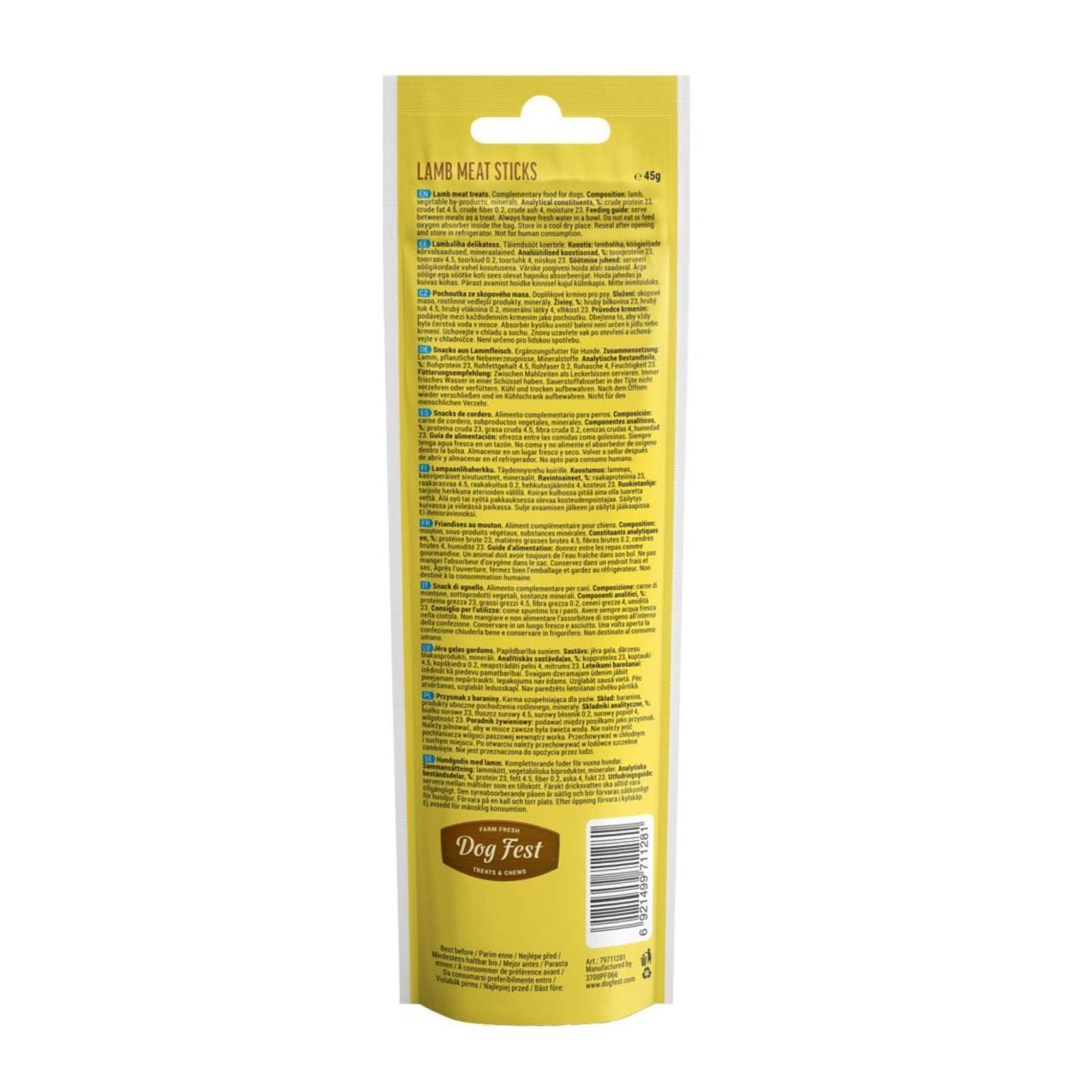 Dogfest Lamb Meat Sticks - High Protein, Natural Dog Meat Treats - Rufftail
