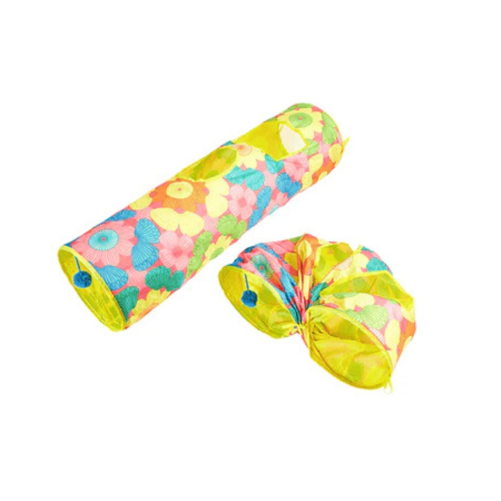 Barkbutler x FOFOS Floral Pop-up Cat Tunnel - Interactive Cat Toy - Rufftail