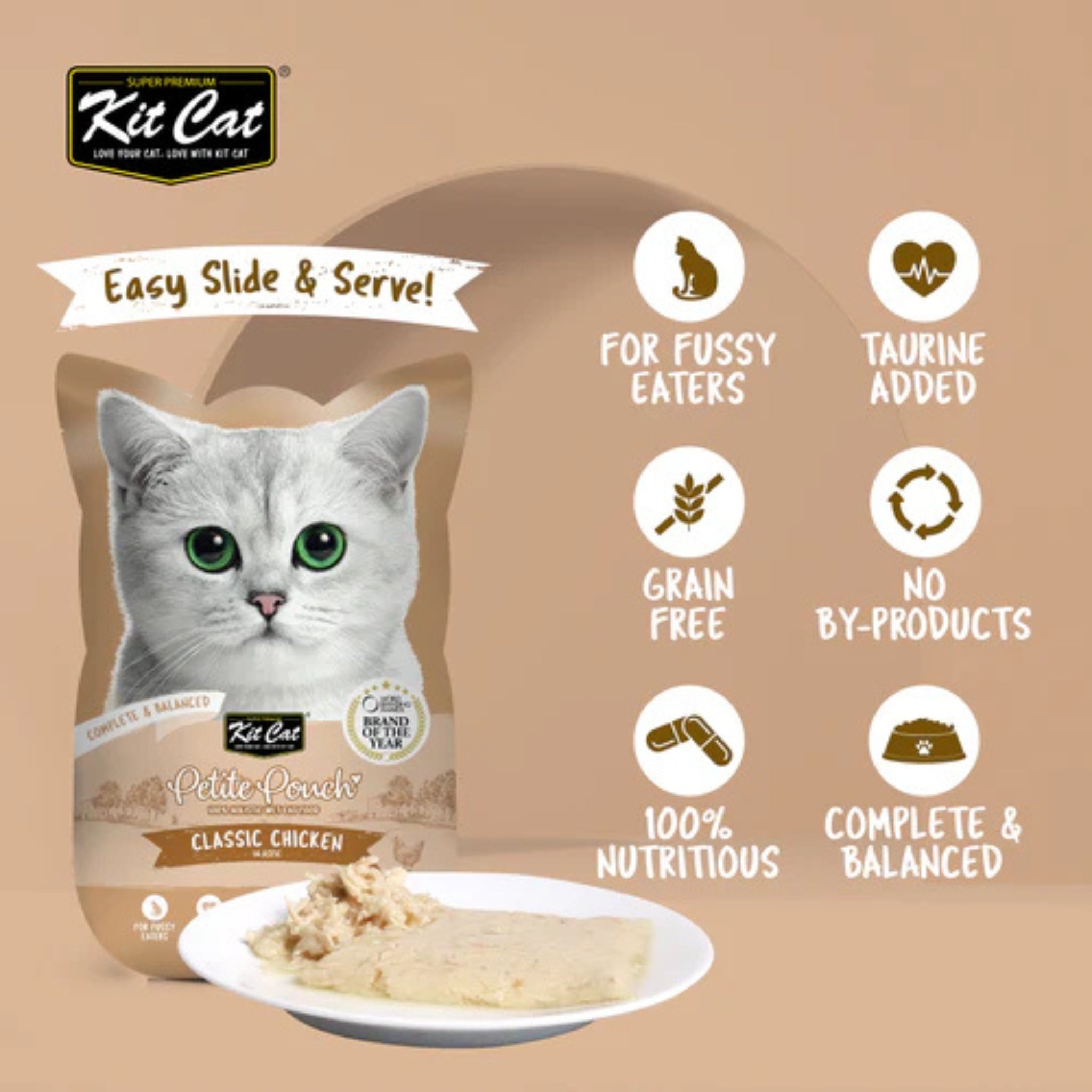 Kit Cat Petite Pouch Classic Chicken in Aspic - Wet Cat Food 70g - Rufftail