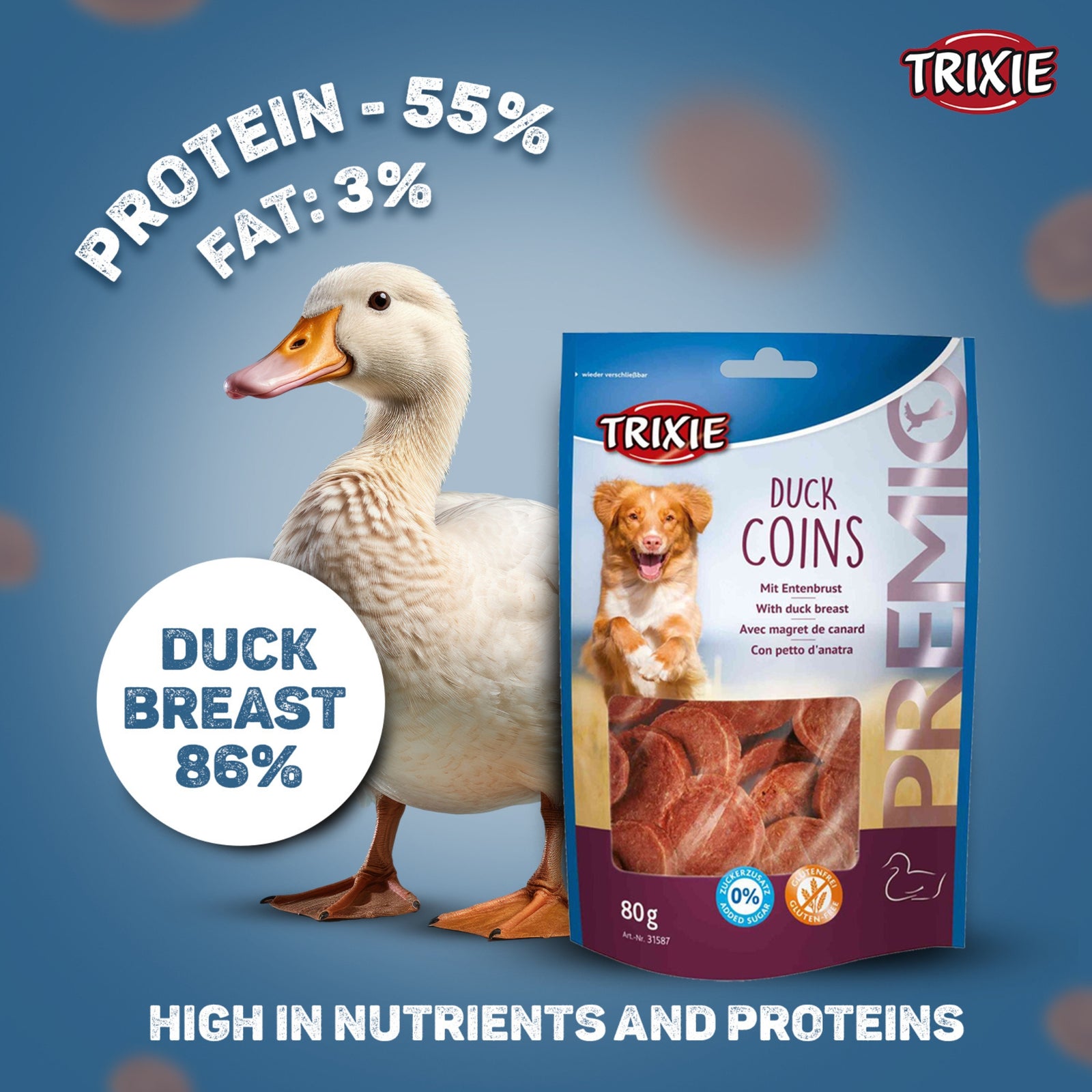 Trixie Dog Treats PREMIO Duck Coins 80g - Rufftail