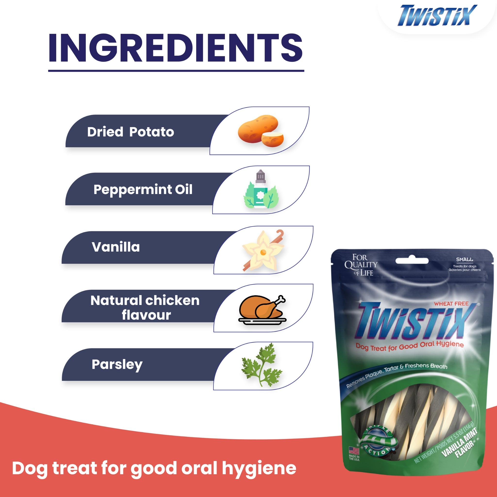 NPIC Twistix Vanilla Mint Flavor 156g for dogs - Rufftail