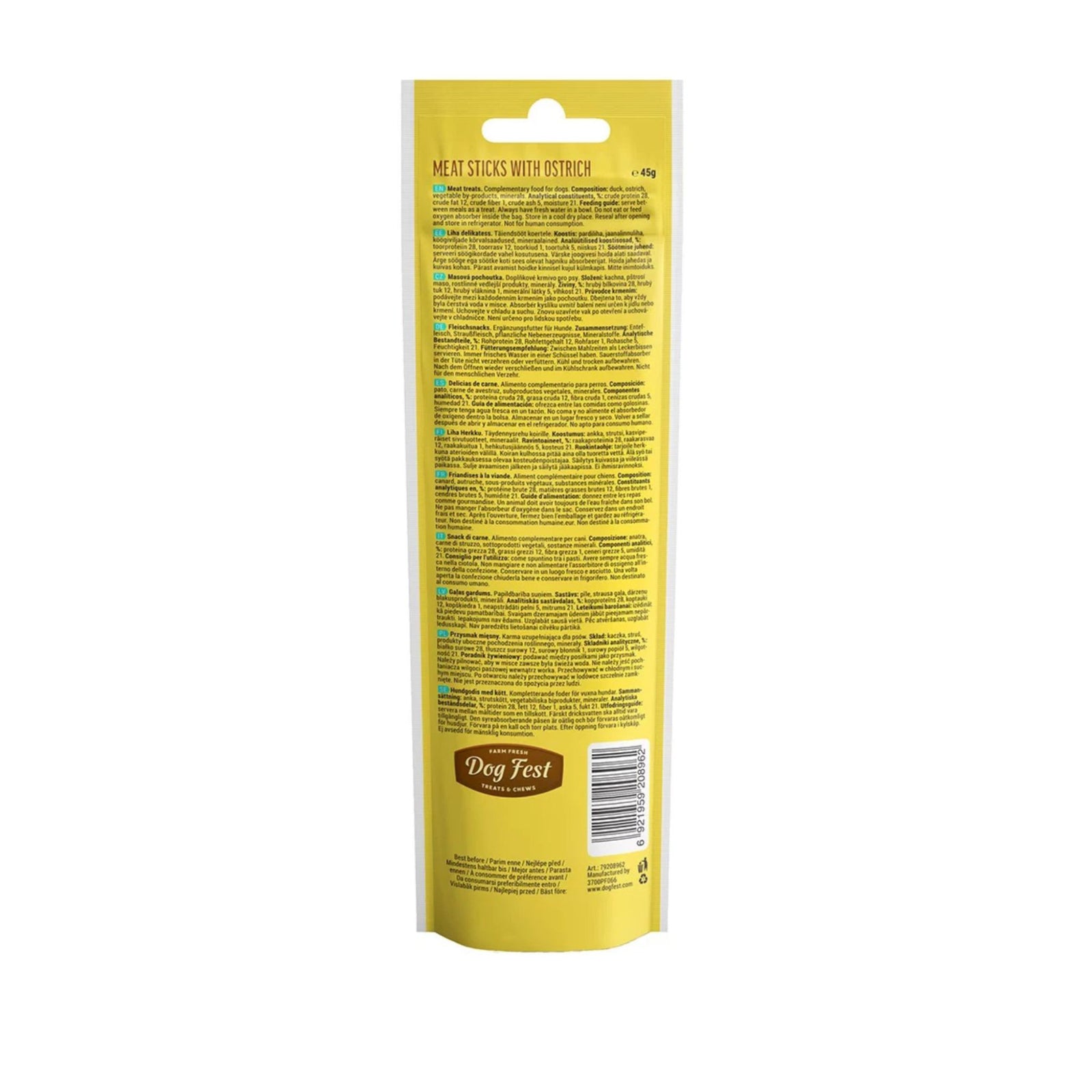Dogfest Ostrich Meat Sticks – Healthy Dog Treats - Rufftail