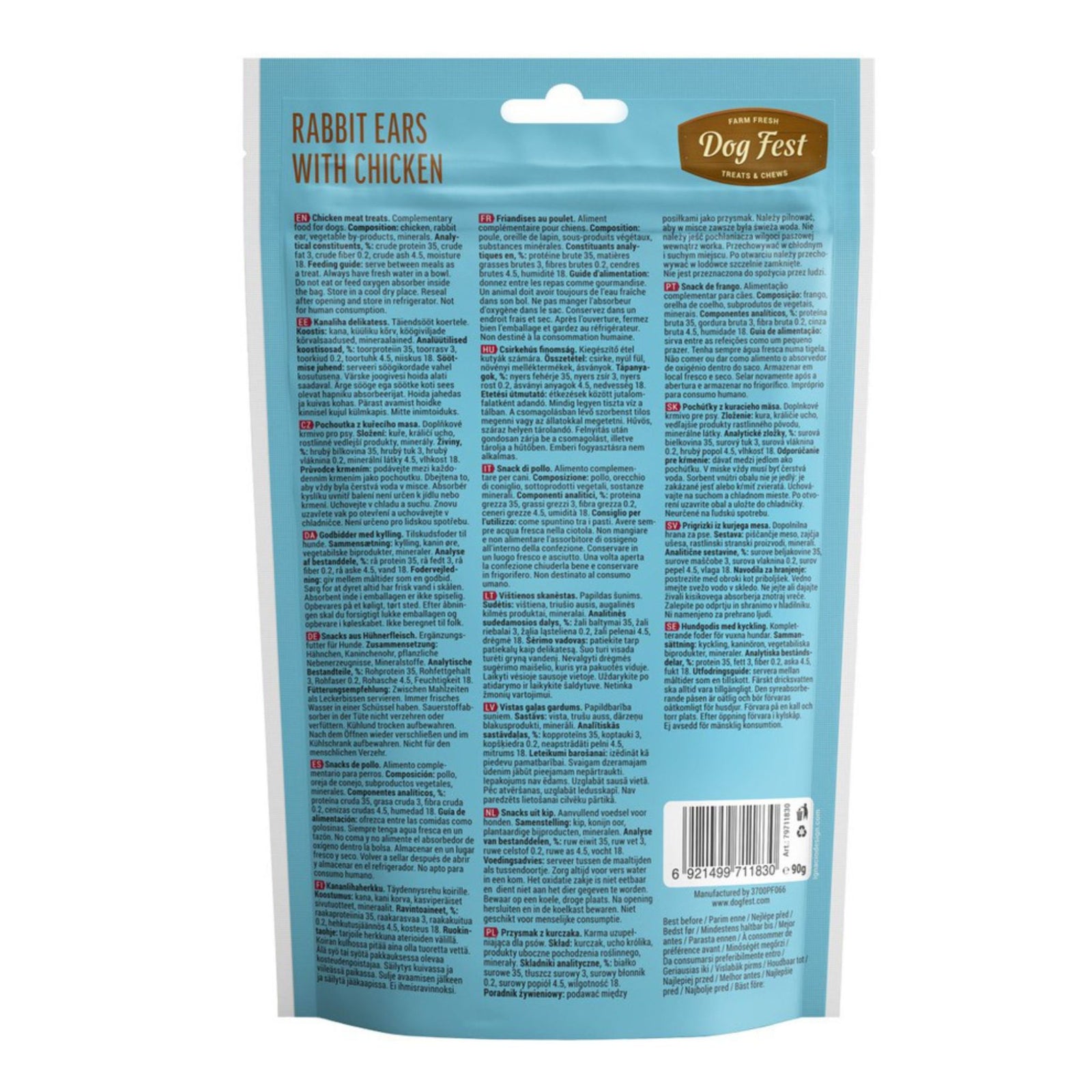 Dogfest Rabbit Ears with Chicken Puppy Treats - Healthy & Natural - Rufftail
