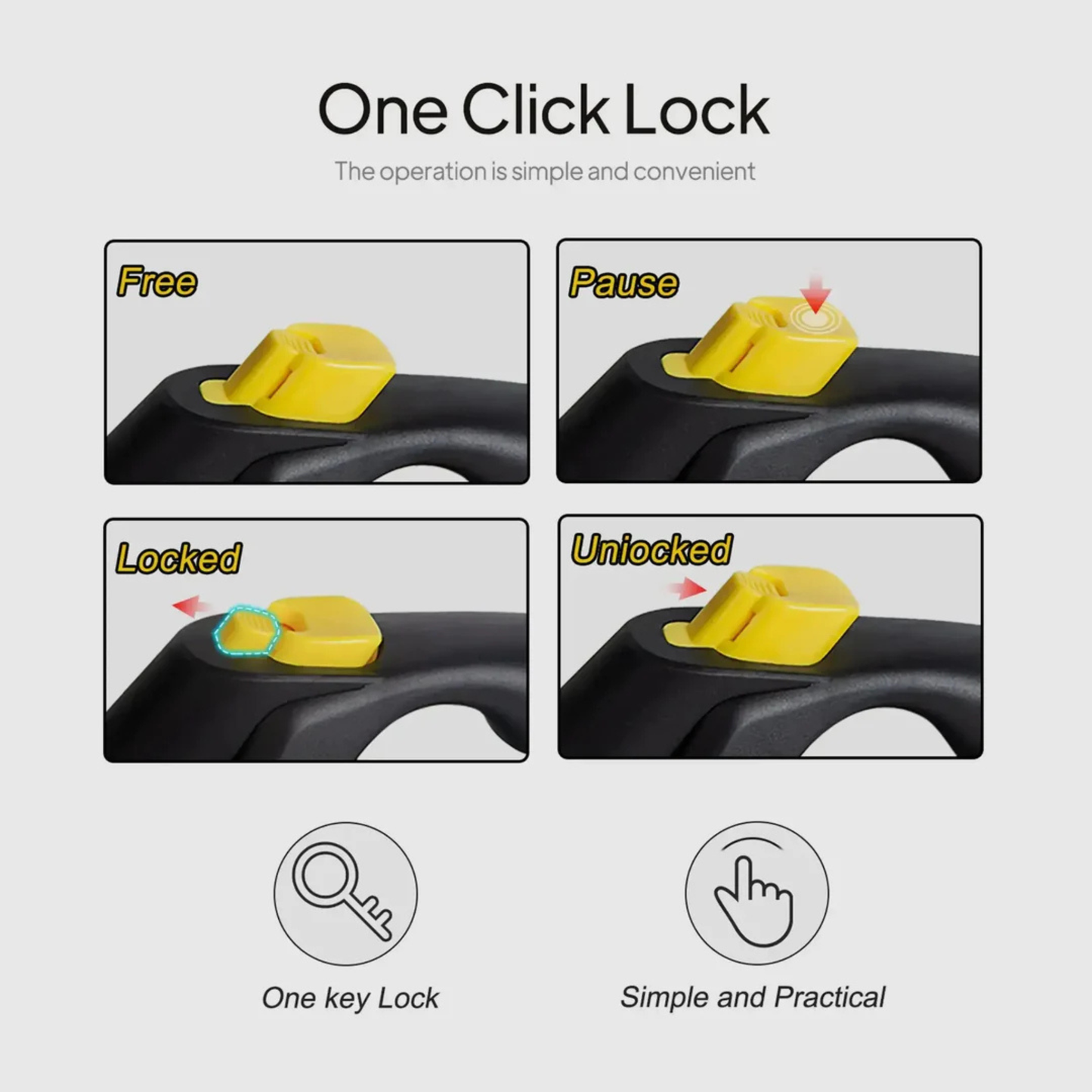 Fida AutoBrake Dog Leash - White M (max 25 kg)