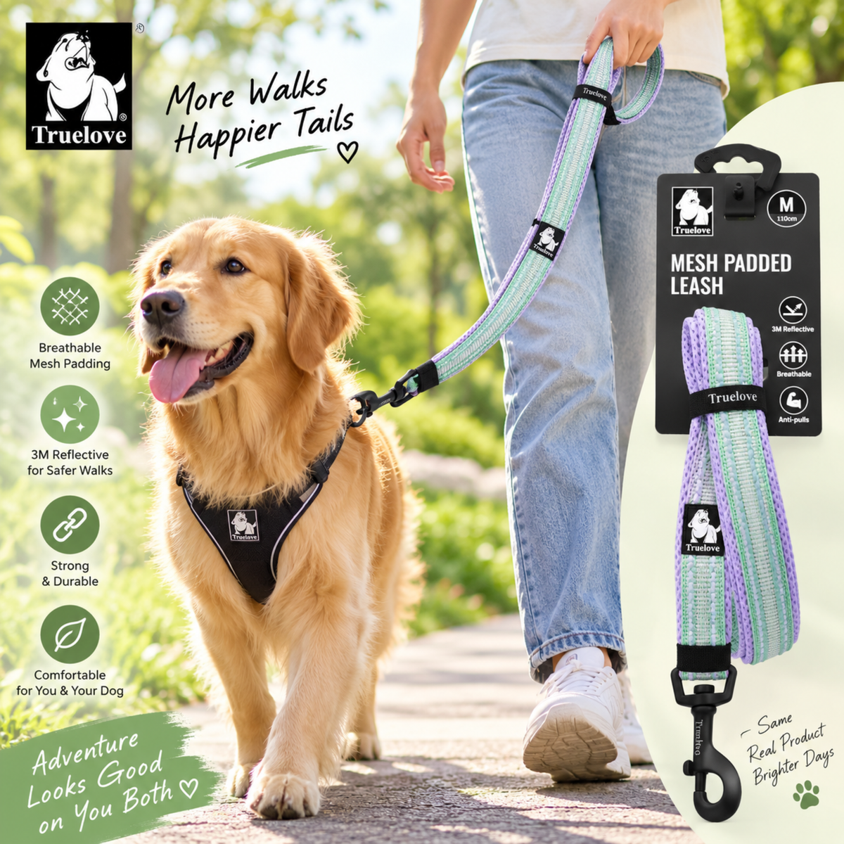 Truelove Classic Dog Leash - Pastel Lilac (110 cm)