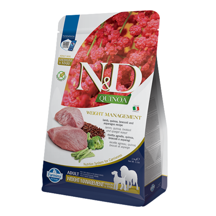 Farmina N&D Quinoa Weight Management Adult Medium & Maxi Dog (Lamb, Quinao, Broccoli) - Rufftail