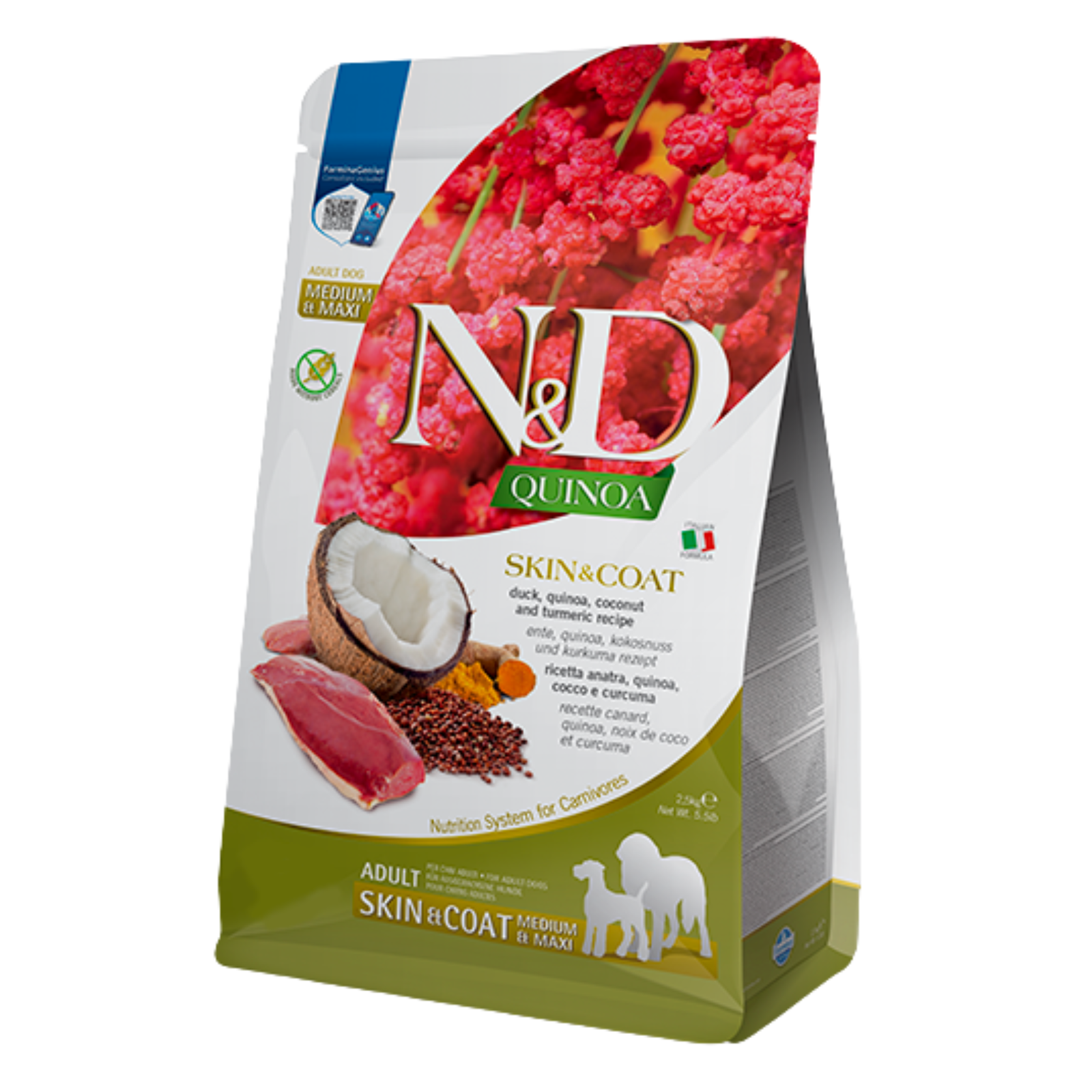 Farmina N&D Quinoa Skin & Coat Medium & Maxi Adult Dog Dry Food (Duck, Quinao, Coconut) - Rufftail Pune