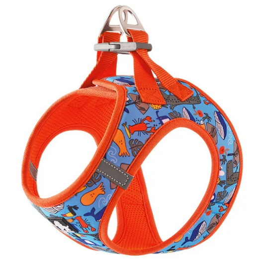Truelove Floral Printed Breathable Air Mesh with Dual D Rings Harness for Cats & Small Dogs (Firecracker)