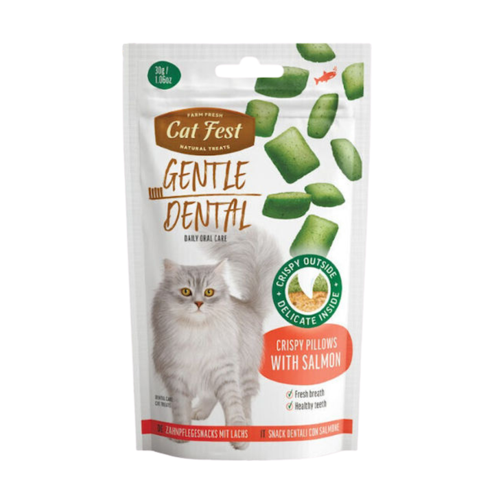 Catfest Crispy Pillows with Salmon- Dental Cat Treats - Rufftail Pune