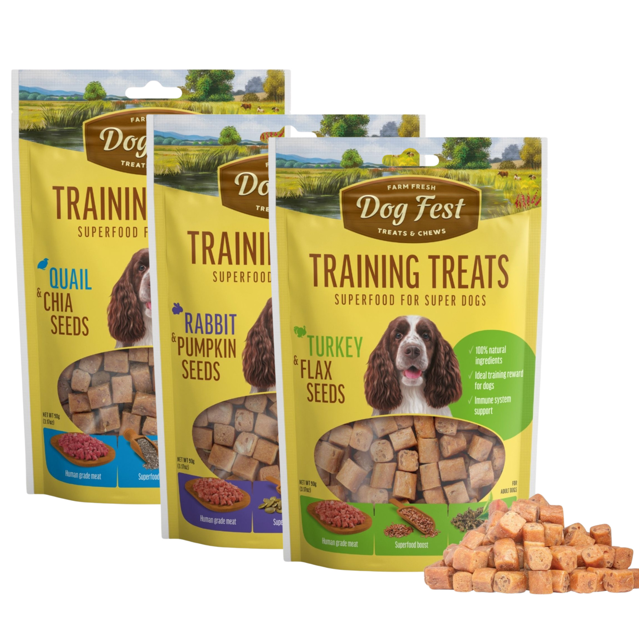 Dogfest Training Treats Assorted - Pack of 3 (Quail, Rabbit, Turkey)