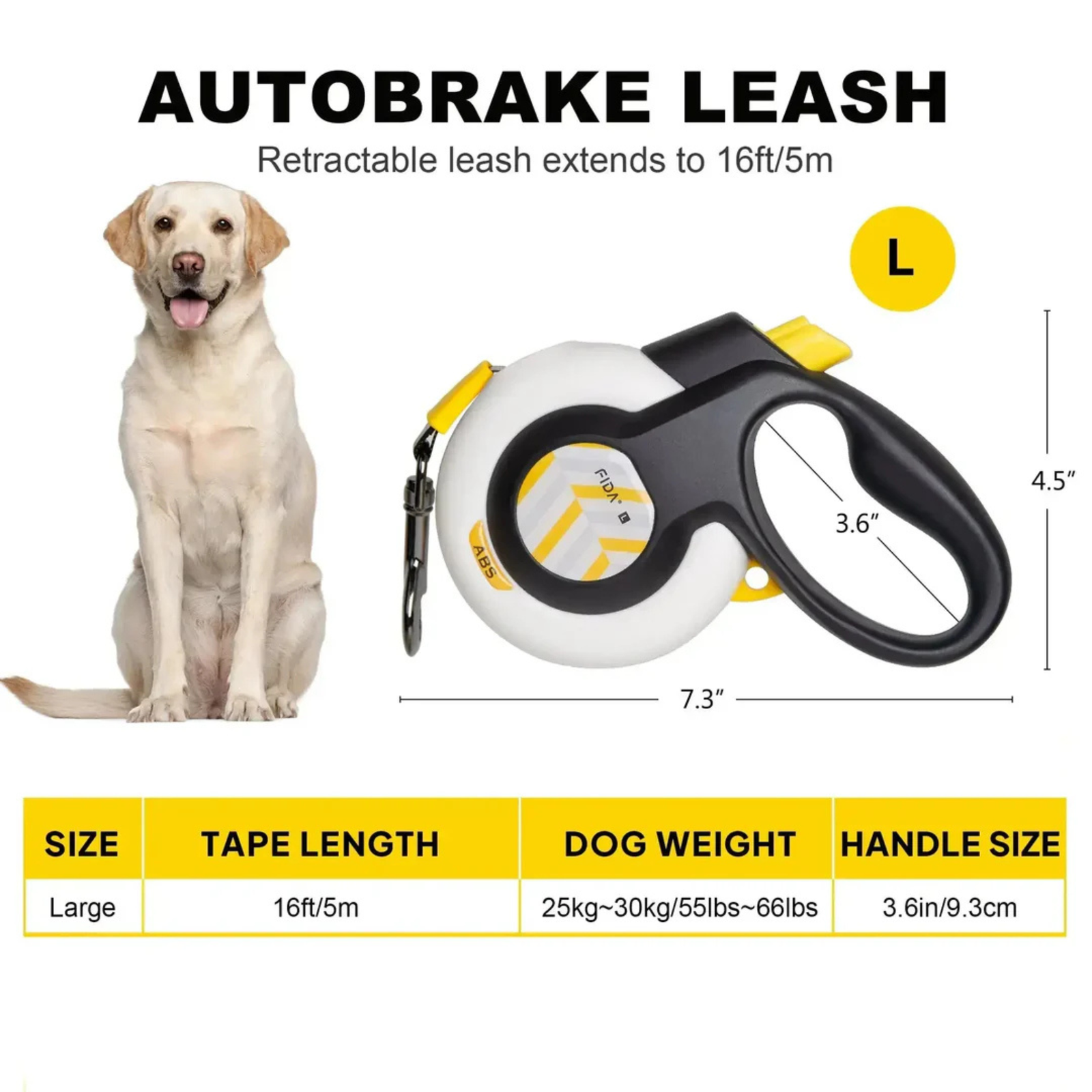 Fida AutoBrake Retractable Dog Leash- White Medium product image 11 - Rufftail Pune