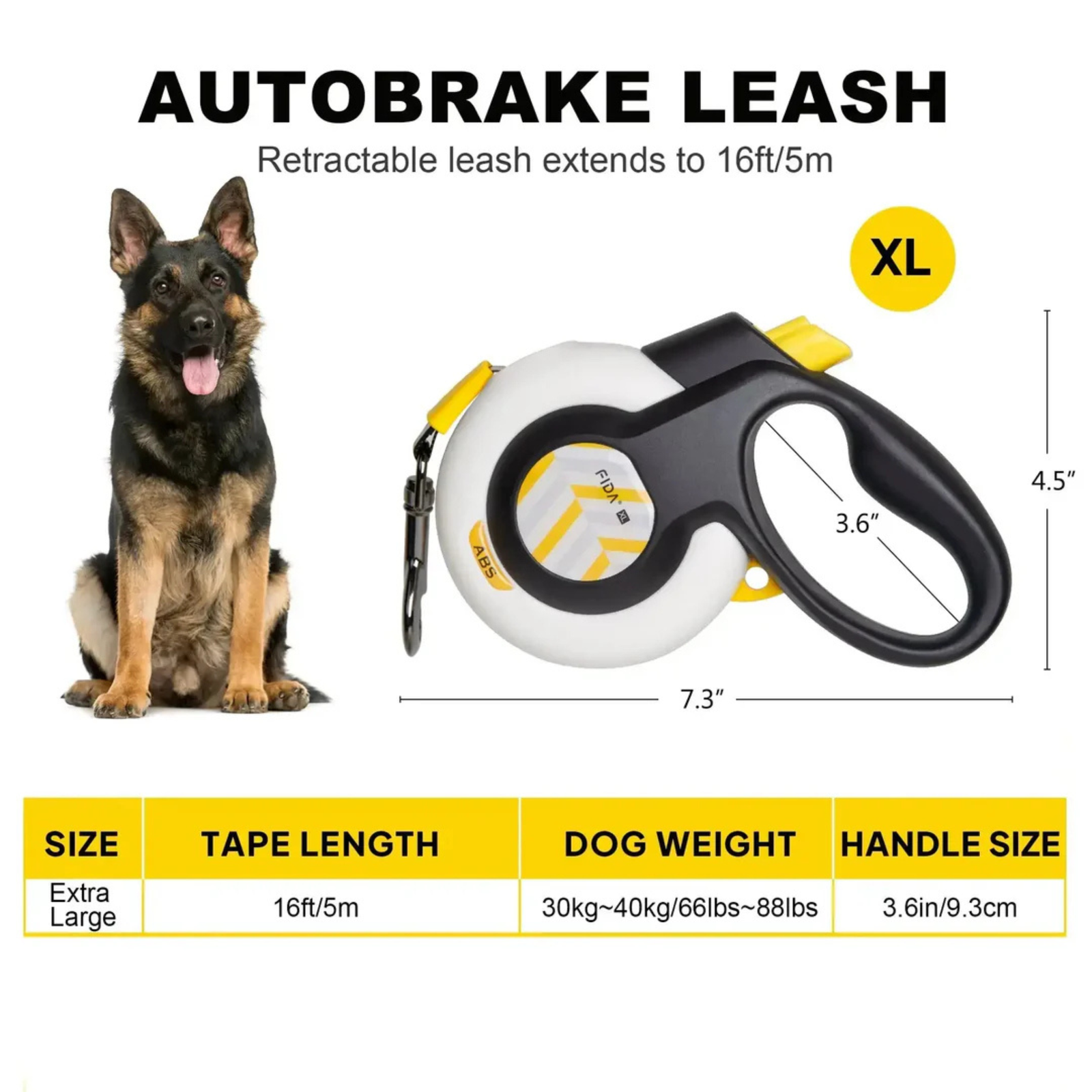 Fida AutoBrake Retractable Dog Leash- White Medium product image 12 - Rufftail Pune
