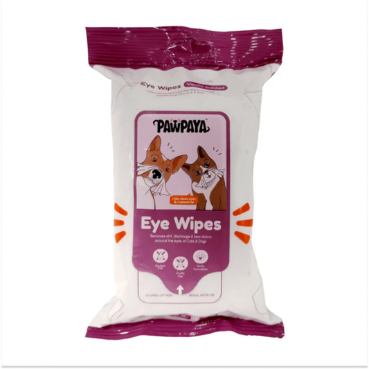 Pawpaya Eye Wipes for Dogs and Cats - Vanilla Scented (25 pcs)