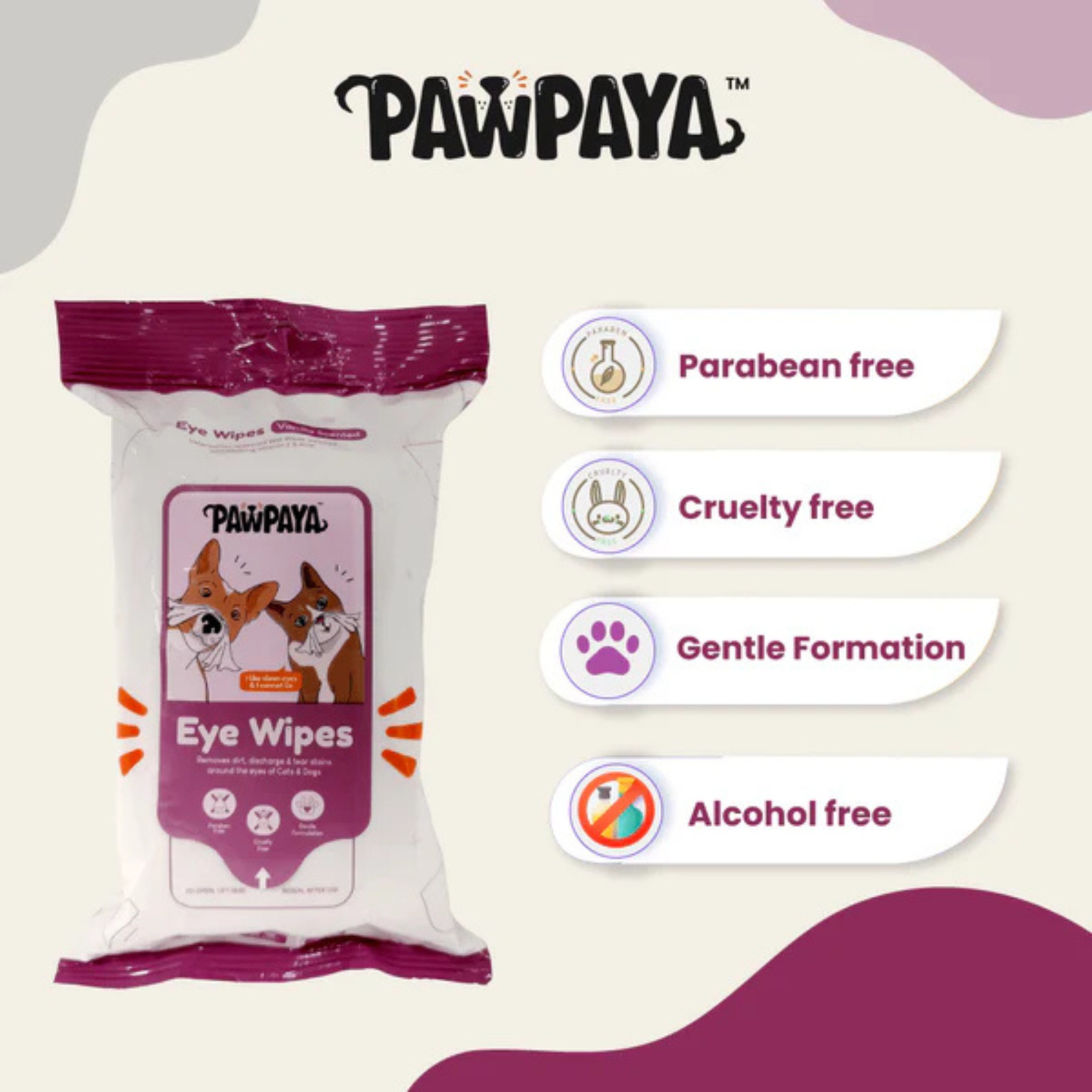 Pawpaya Eye Wipes for Dogs and Cats - Vanilla Scented (25 pcs) - Rufftail