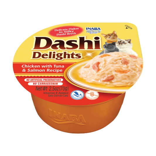 Inaba Dashi Delights Chicken With Tuna & Salmon Recipe Wet Cat Treat & Topper