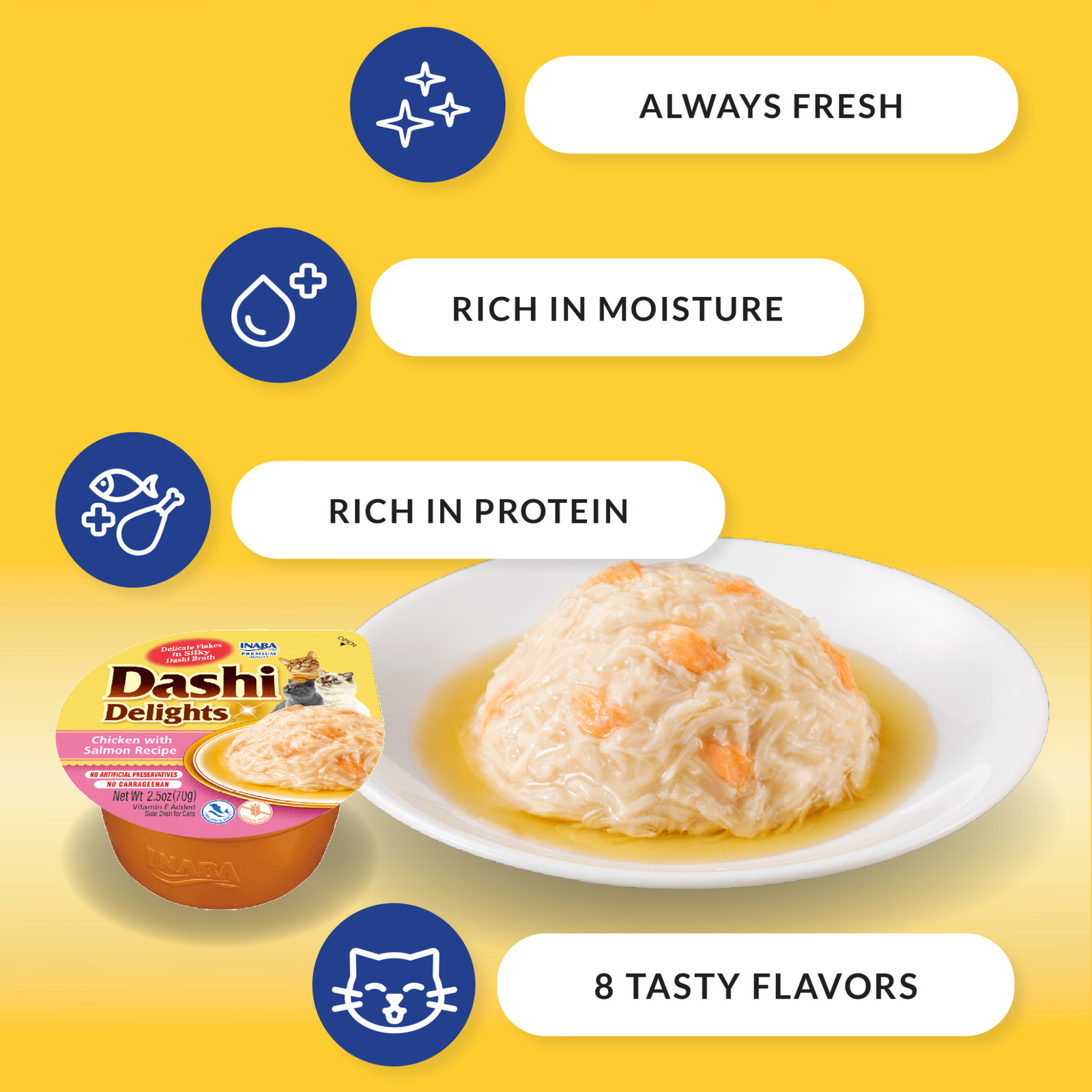 Inaba Dashi Delights Chicken With Tuna & Salmon Recipe Wet Cat Treat & Topper product image 2 - Rufftail Pune