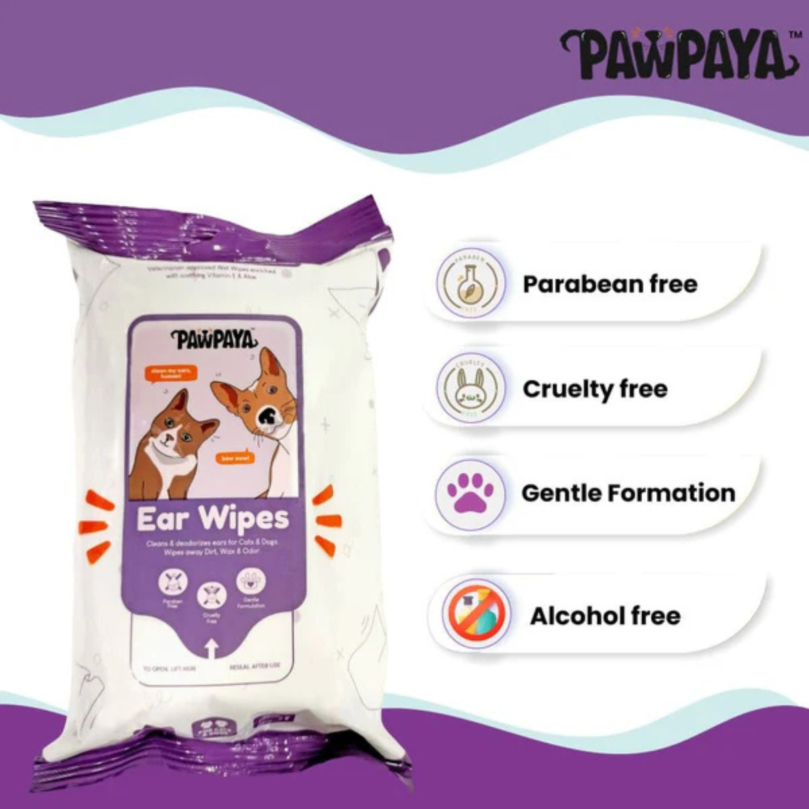 Pawpaya Eye Wipes for Dogs and Cats - Vanilla Scented (40 pcs) - Rufftail