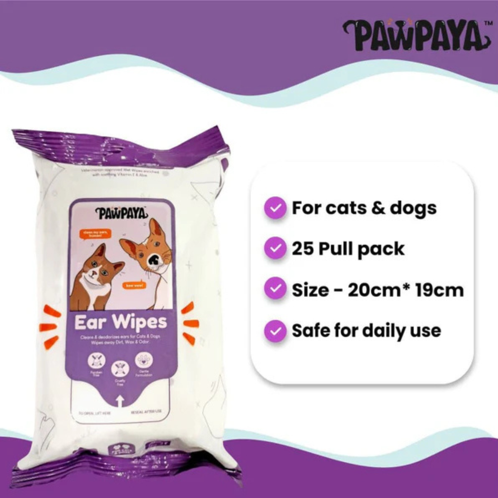 Pawpaya Eye Wipes for Dogs and Cats - Vanilla Scented (40 pcs) - Rufftail