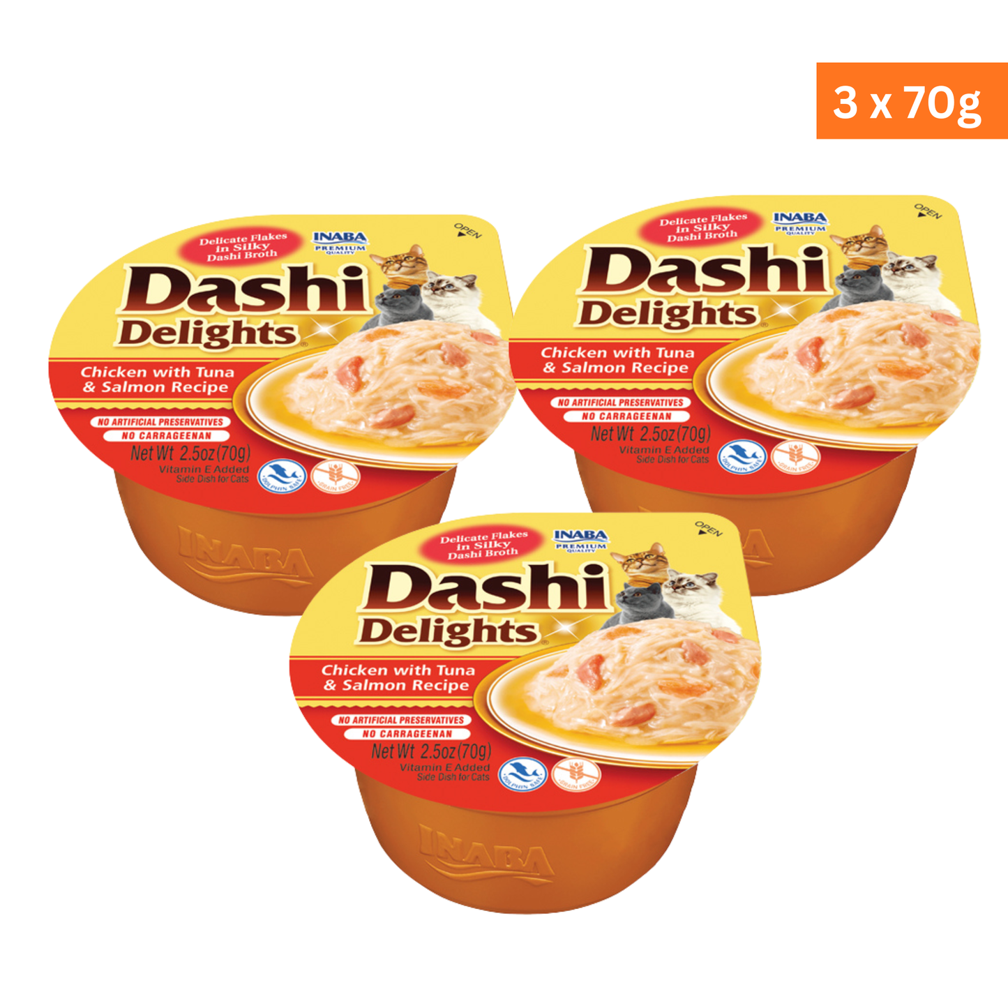 Inaba Dashi Delights Chicken With Tuna & Salmon Recipe Wet Cat Treat & Topper