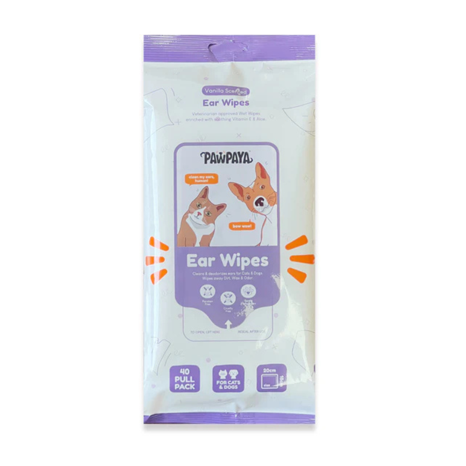 Pawpaya Eye Wipes for Dogs and Cats - Vanilla Scented (40 pcs) - Rufftail
