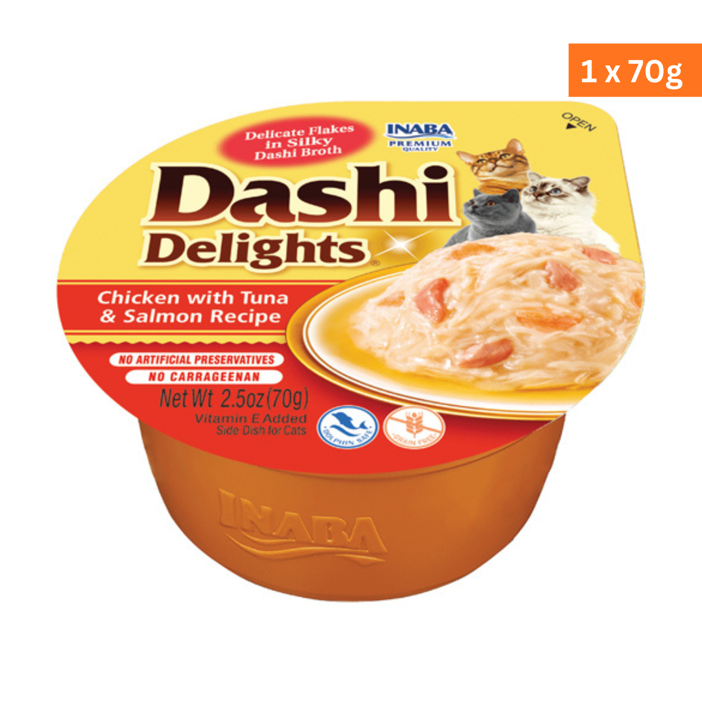 Inaba Dashi Delights Chicken With Tuna & Salmon Recipe Wet Cat Treat & Topper