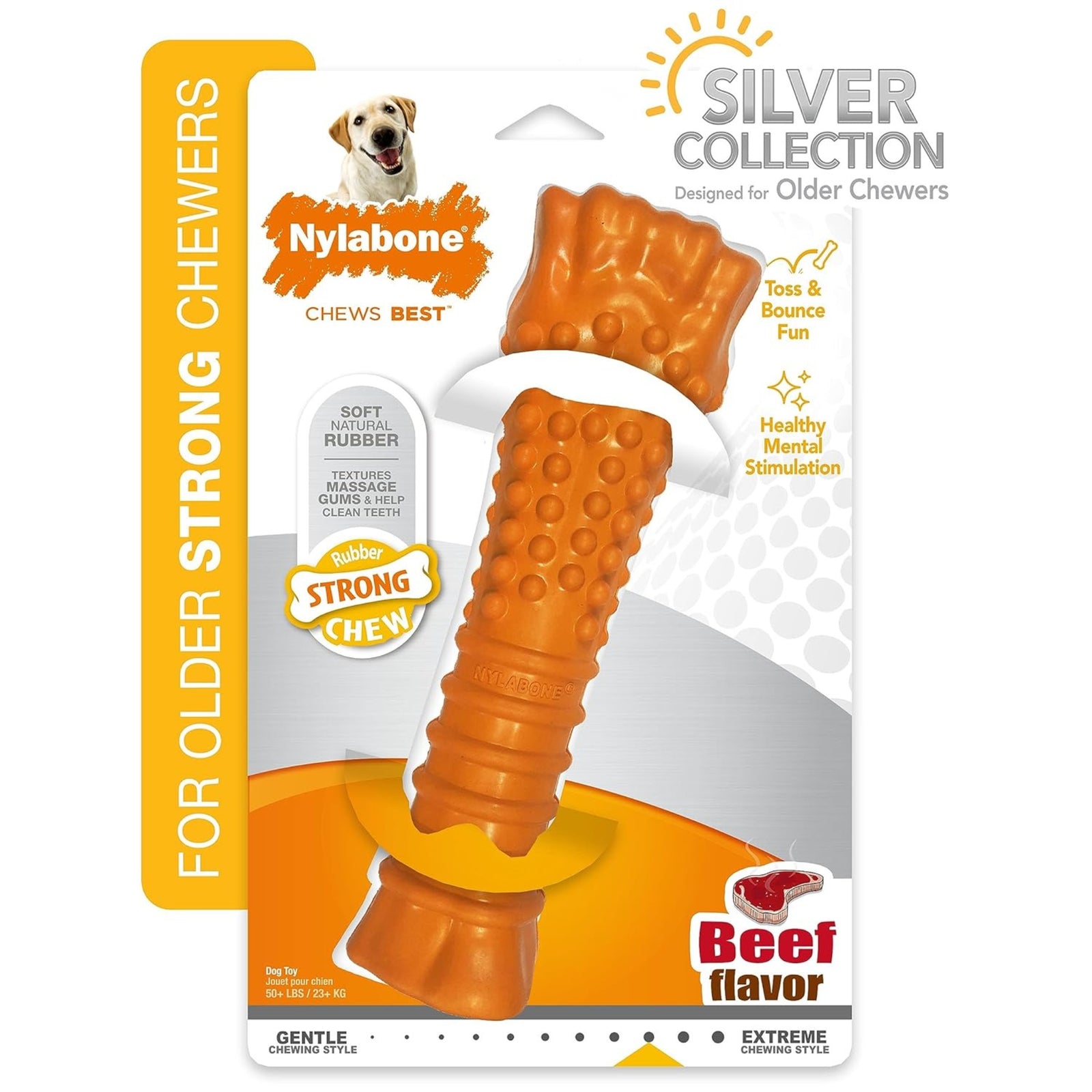 Nylabone Silver Collection Strong Chew Bone, Durable Dog Chew Toy - Rufftail