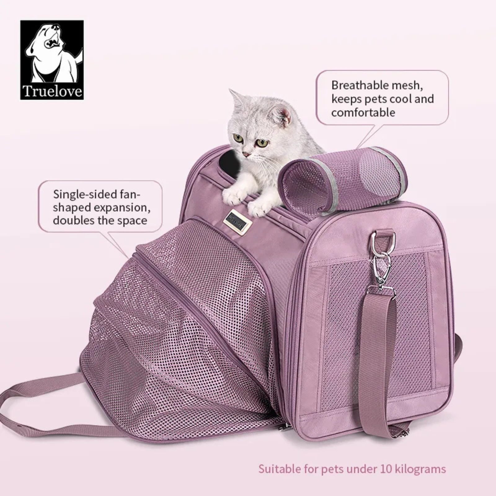 Truelove 1 Side Expandable Duffle Carrier Travel Pet Backpack - Heather Gray