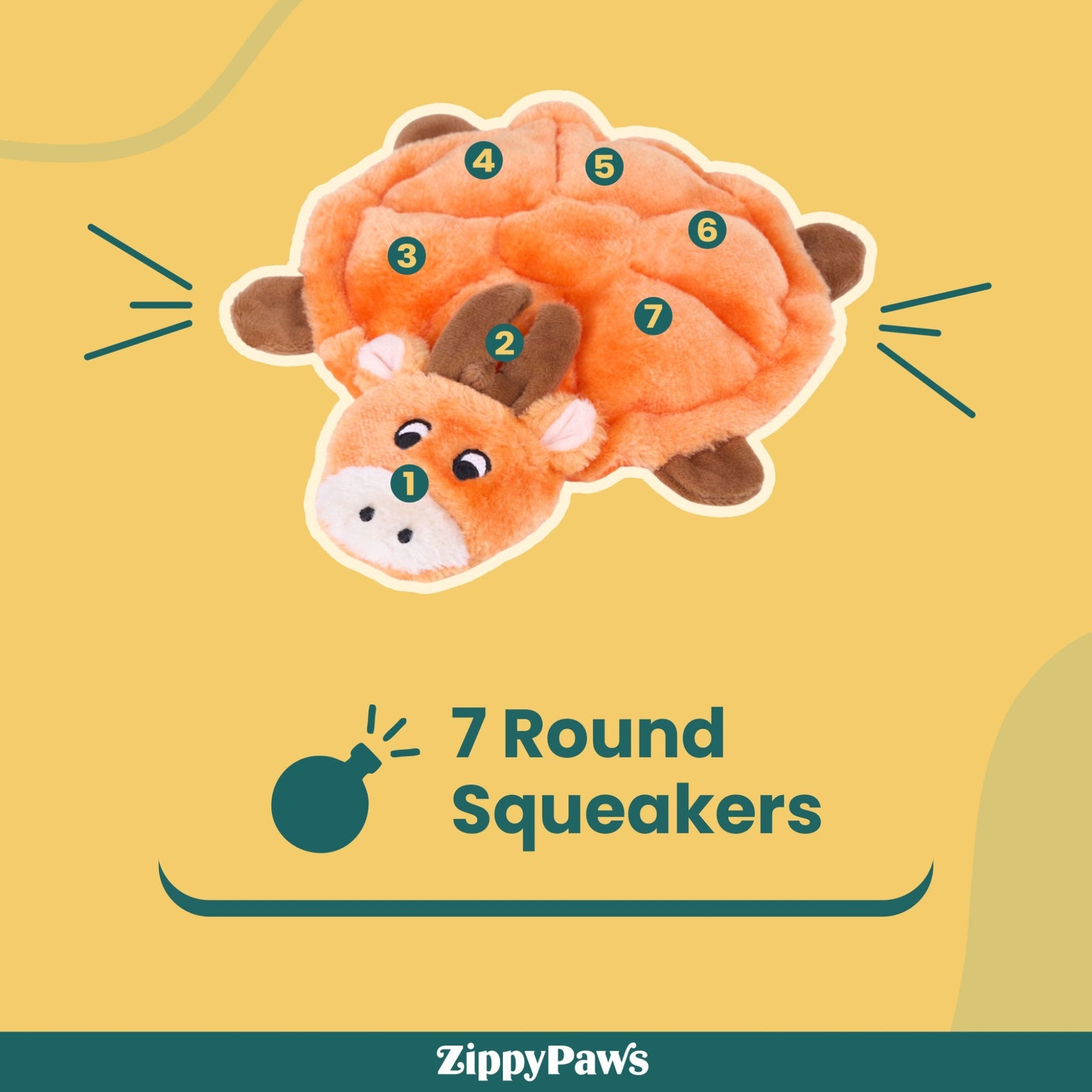 Zippy Paws Squeakie Crawler- Moody the Moose 7 Squeaky Cuddle Dog Toy product image 5 - Rufftail Pune