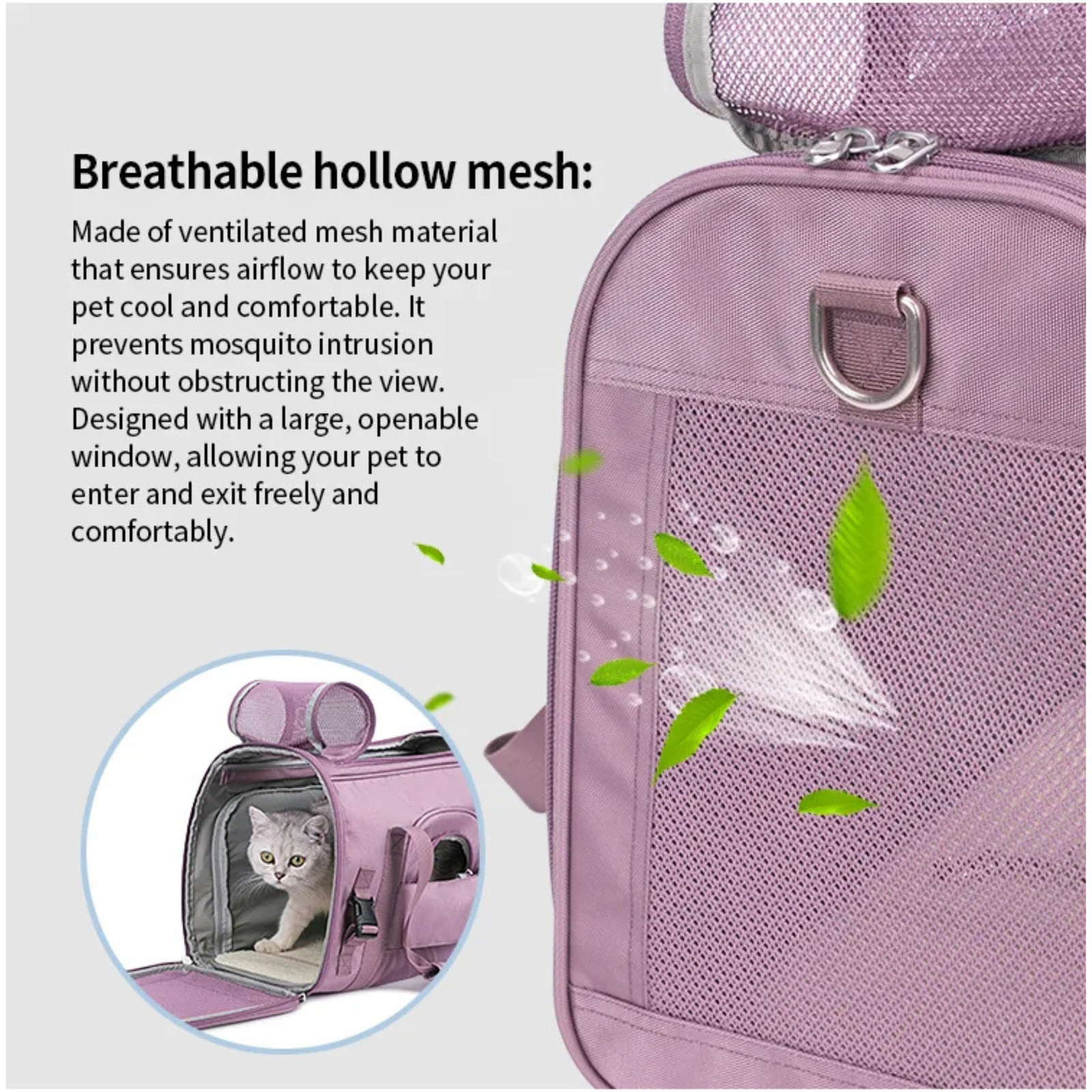 Truelove 1 Side Expandable Duffle Carrier Travel Pet Backpack - Heather Gray