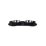 M-Pets DUET Stainless Bowls With Silicone Mat - Black - Rufftail