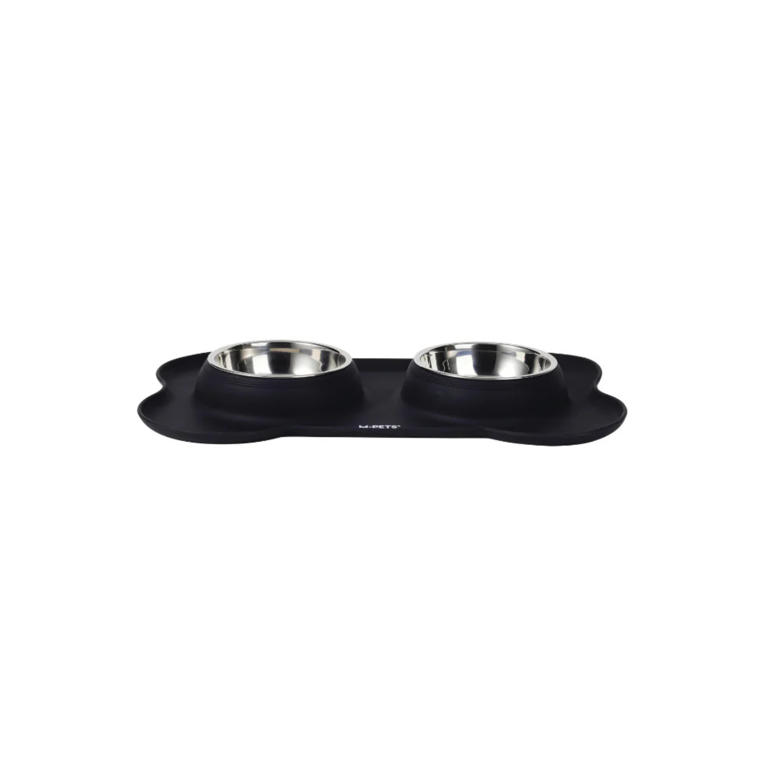 M-Pets DUET Stainless Bowls With Silicone Mat - Black - Rufftail