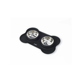 M-Pets DUET Stainless Bowls With Silicone Mat - Black - Rufftail