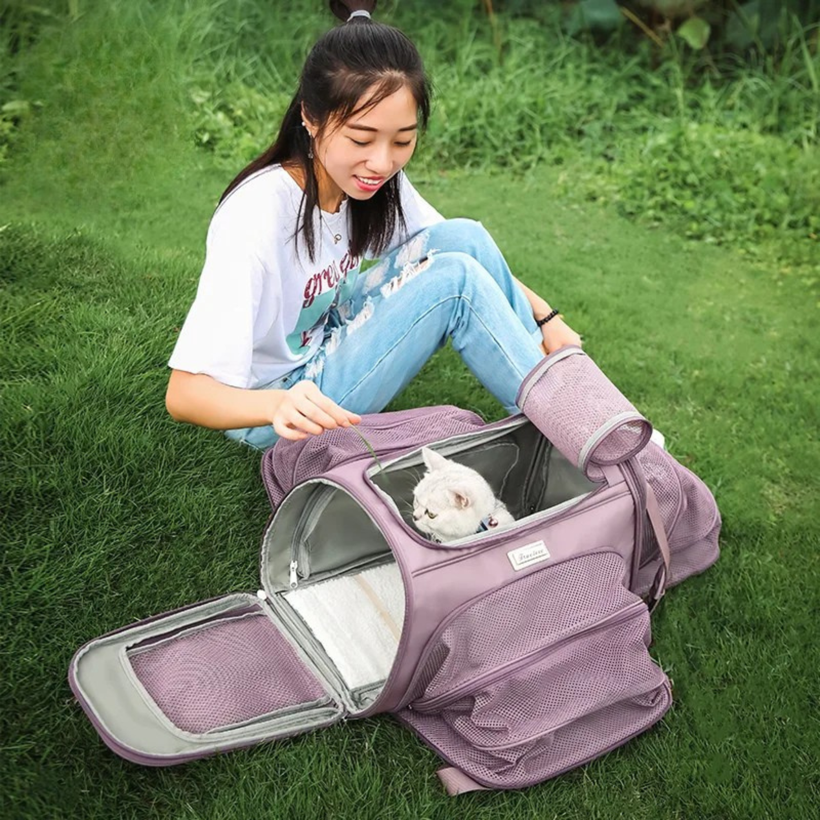 Truelove 3 Side Expandable Duffle Carrier Travel Pet Backpack- Black (L) product image 4 - Rufftail Pune