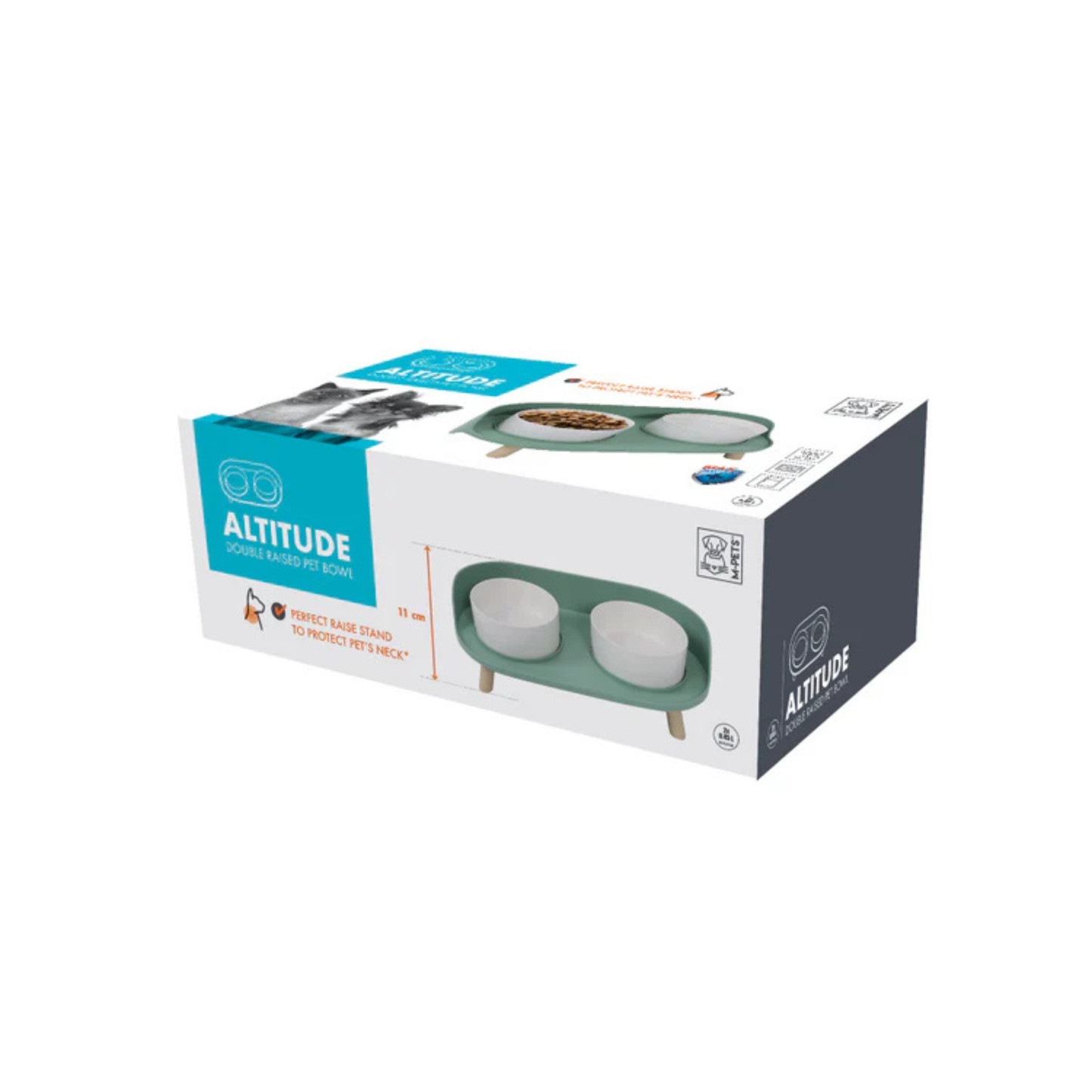 M-Pets ALTITUDE Double Raised Pet Bowls - Rufftail