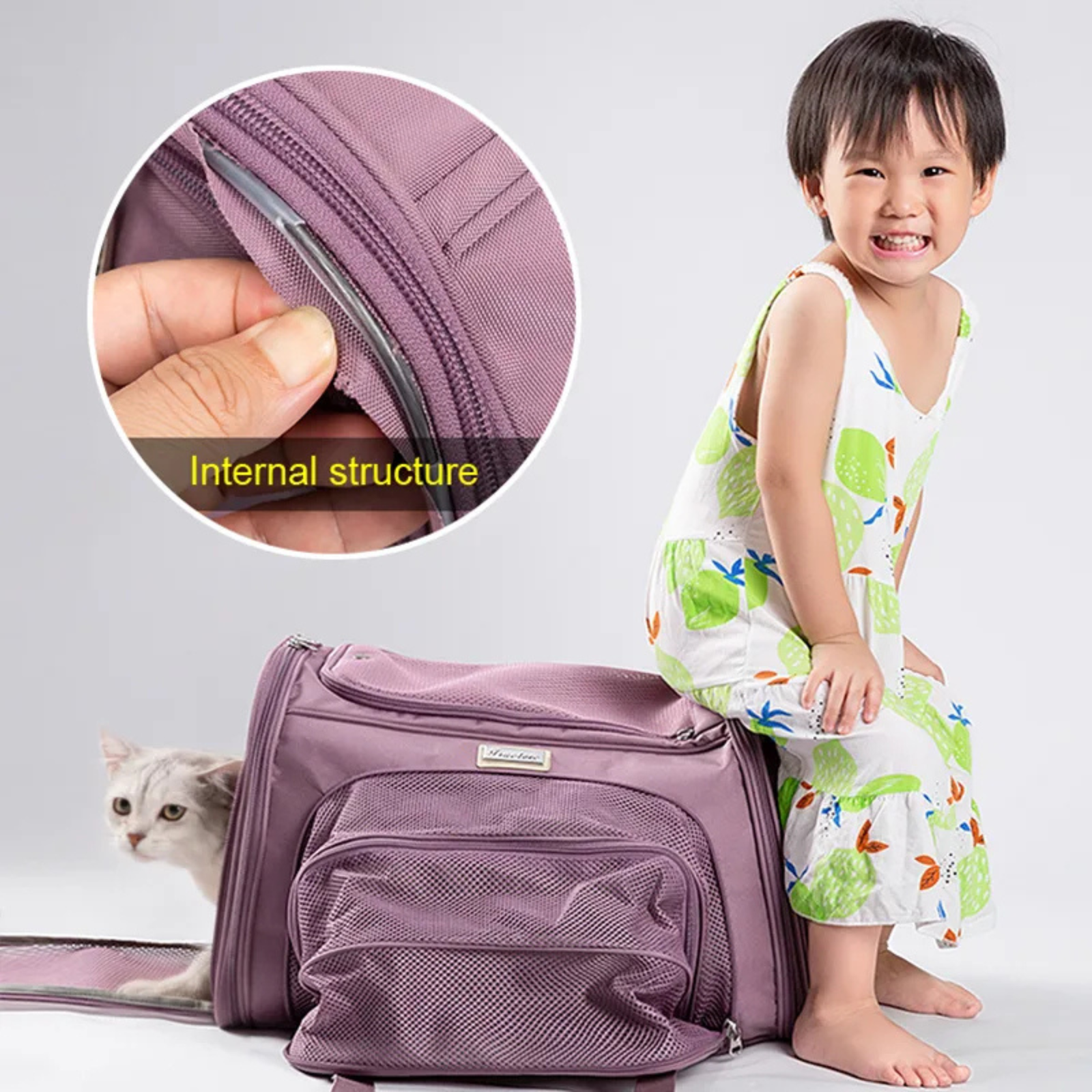 Truelove 3 Side Expandable Duffle Carrier Travel Pet Backpack- Heather Gray (L) product image 12 - Rufftail Pune