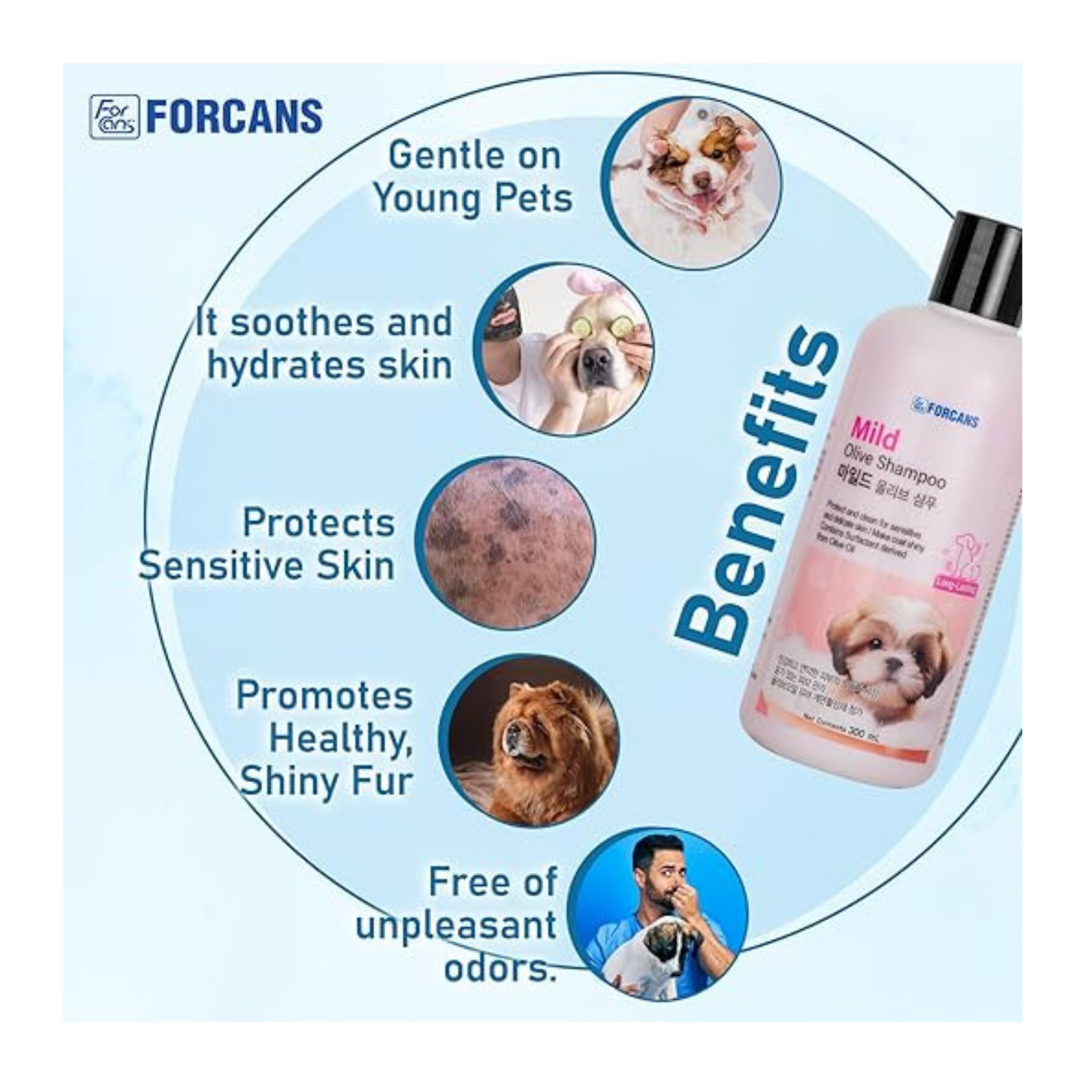 Forcans Mild Olive Shampoo For Dogs- Long Coats, Moisturizing & Soothing Formula (300 ml) product image 5 - Rufftail Pune