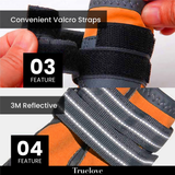 Truelove All Weather Dog Shoes orange reflective straps infographic - Rufftail Pune