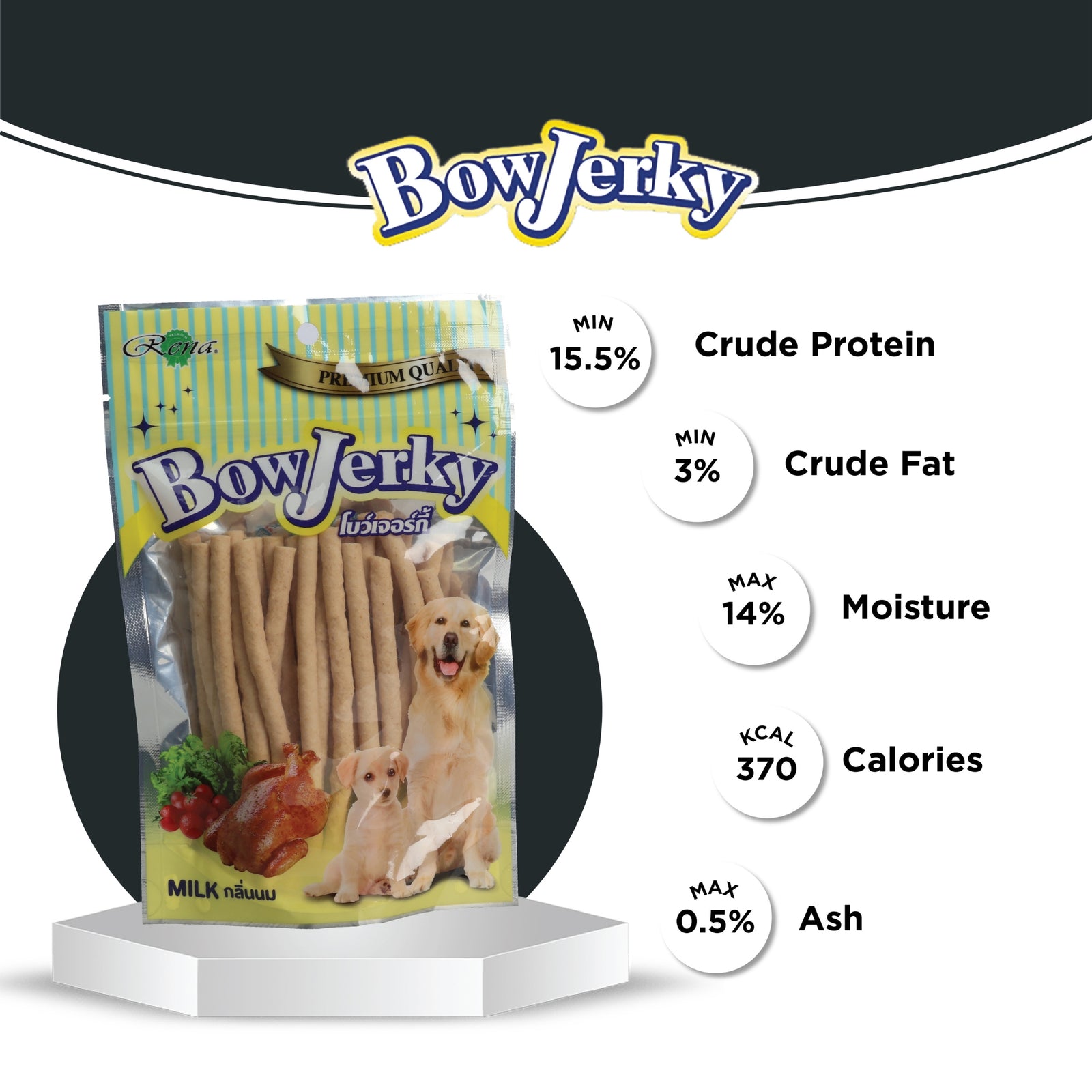 Rena BowJerky Milk Sticks Treats- 200g product image 4 - Rufftail Pune
