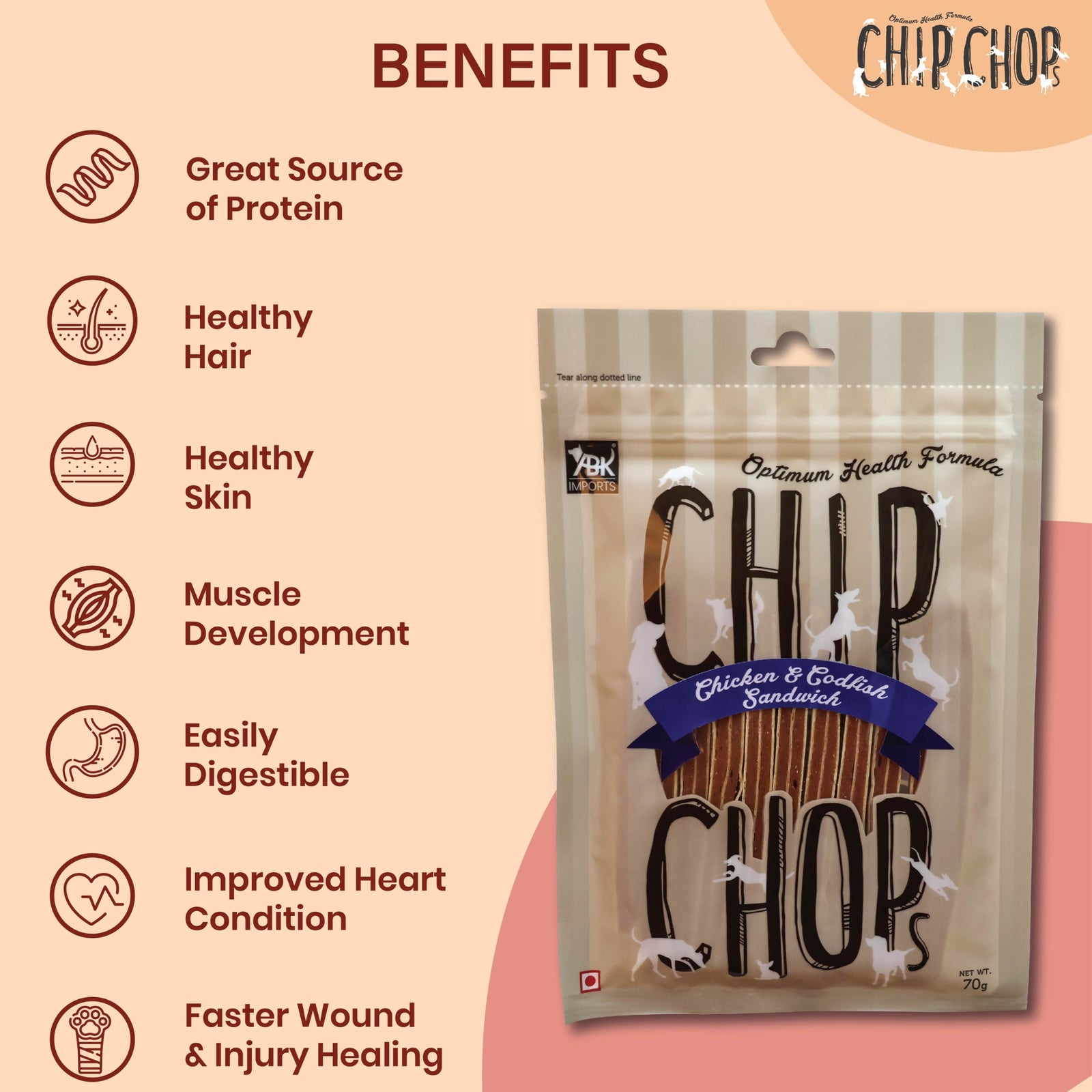 Chip Chops Chicken & Codfish Sandwich Treats- 70g product image 3 - Rufftail Pune