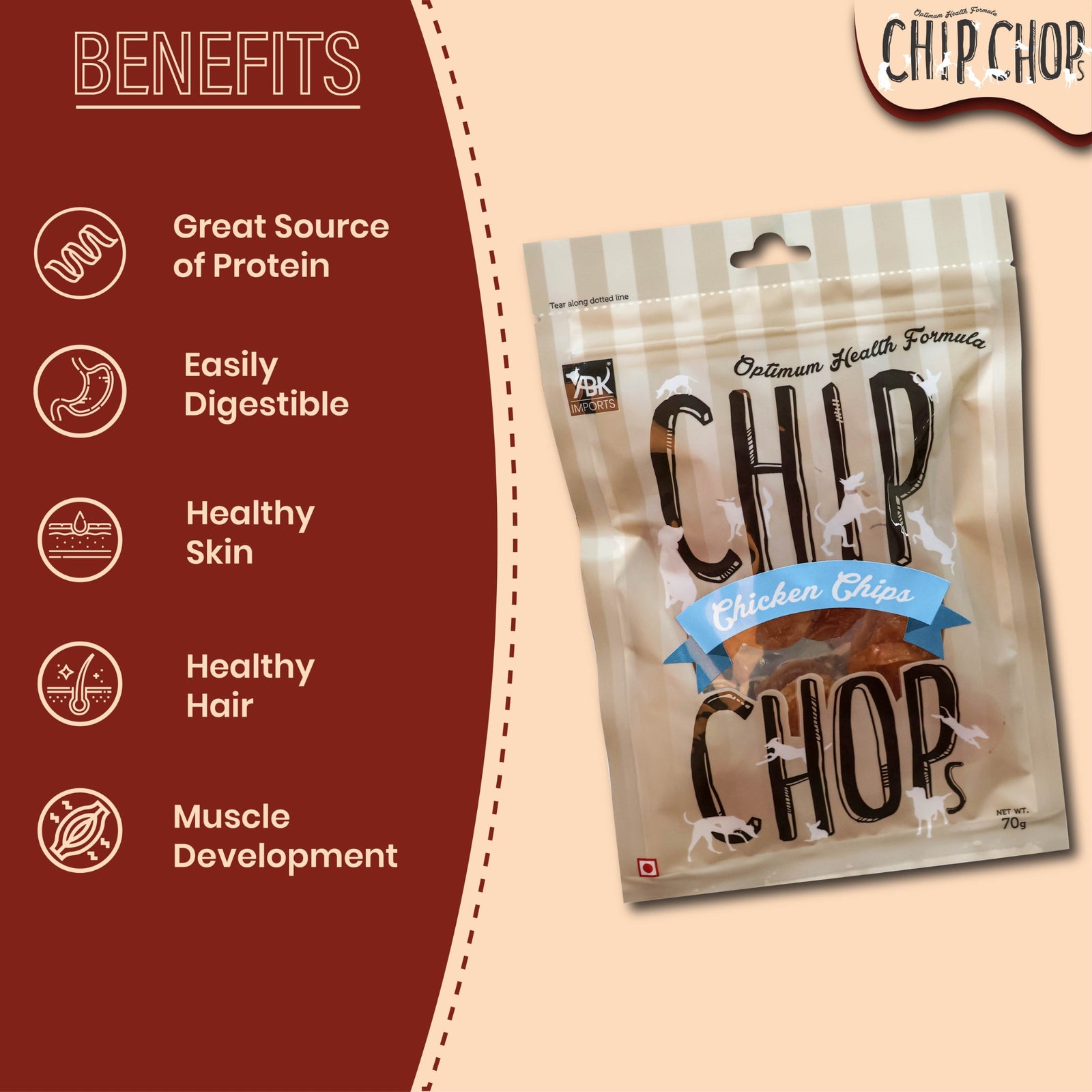 Chip Chops Chicken Chips Coins Treats- 250g product image 4 - Rufftail Pune
