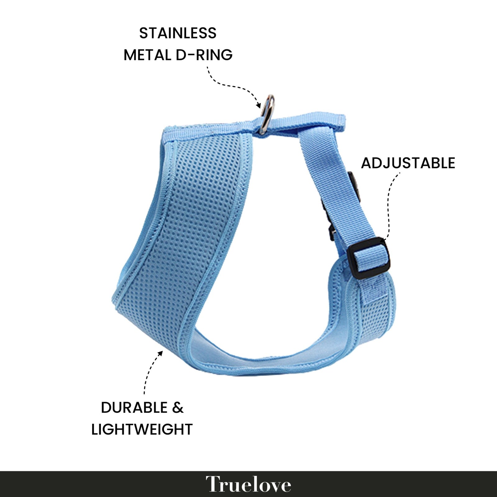 Truelove Cat & Small Dog Harness Safe & Comfortable- Blue product image 3 - Rufftail Pune