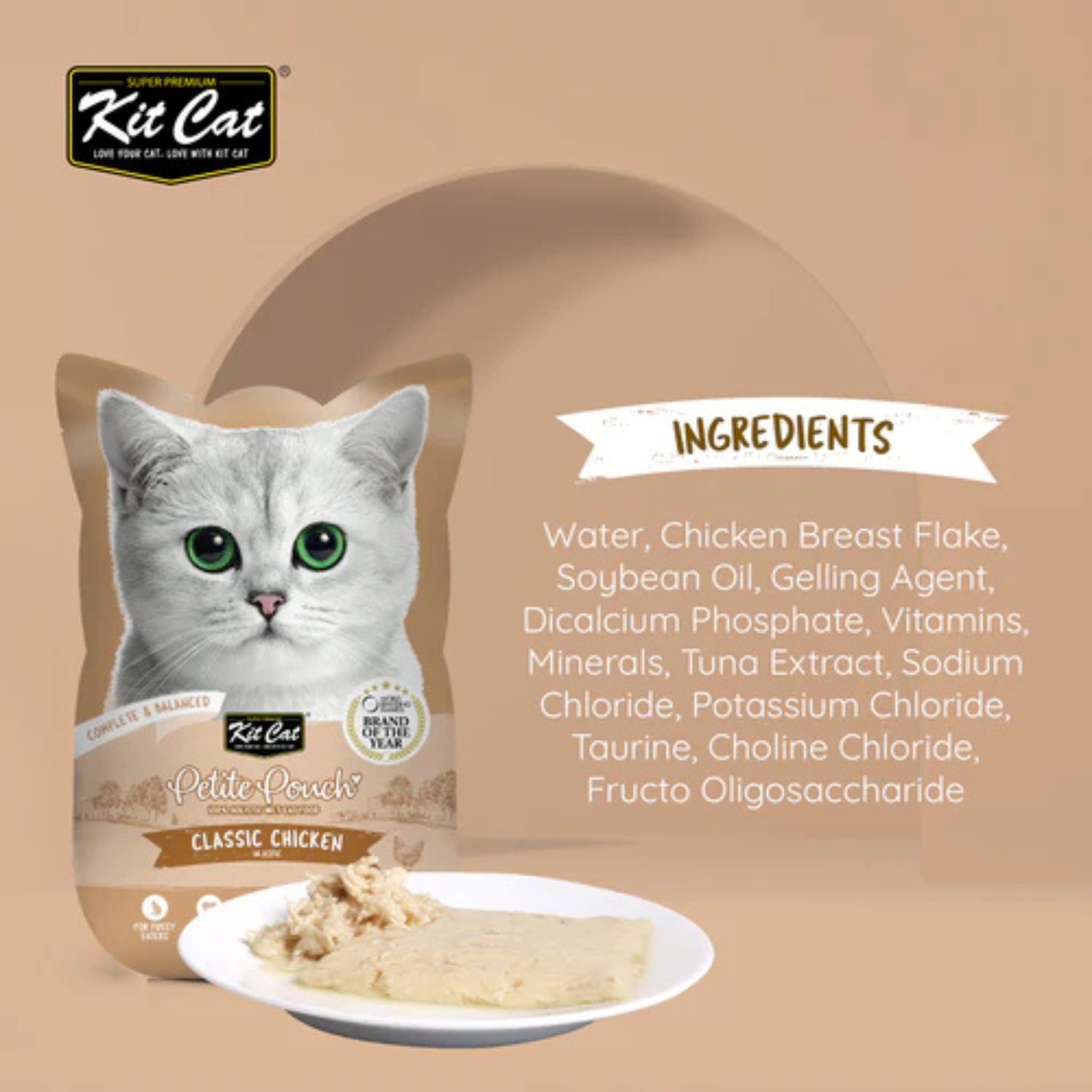 Kit Cat Petite Pouch Classic Chicken in Aspic - Wet Cat Food 70g - Rufftail