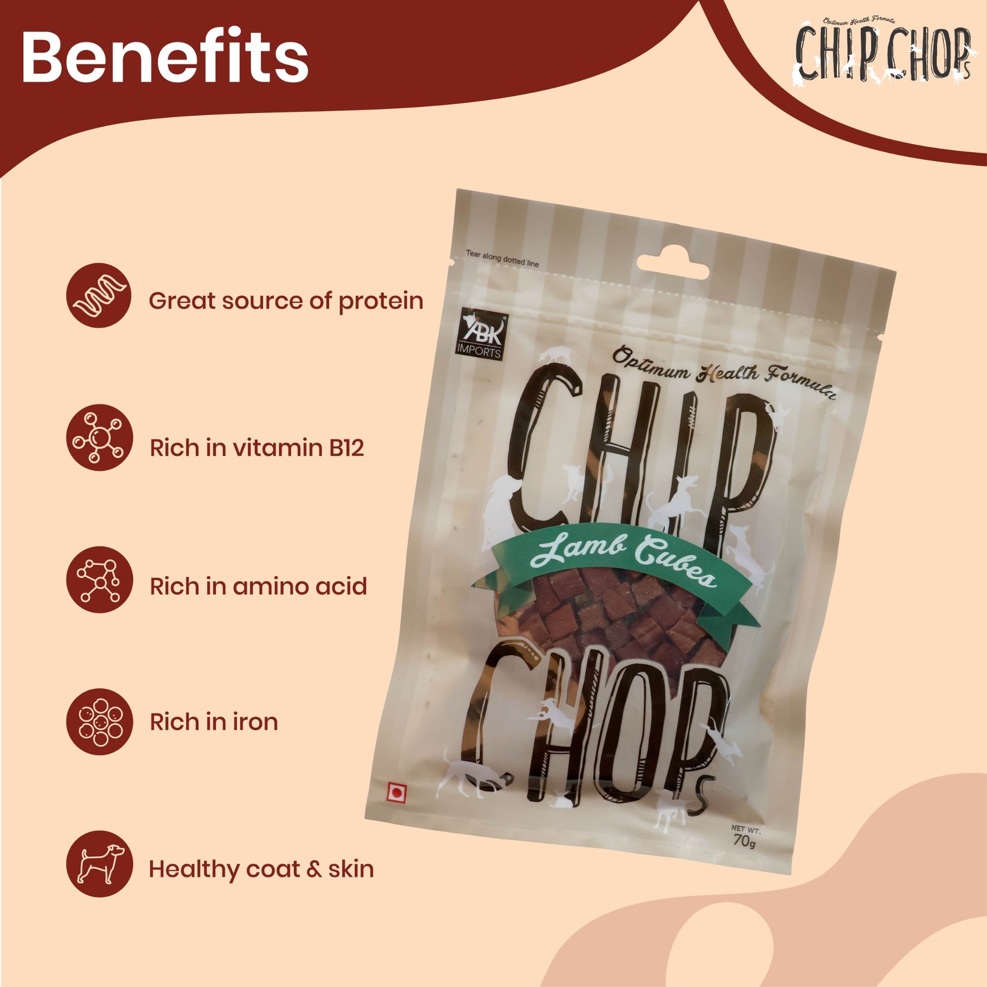 Chip Chops Lamb Cubes 70g - Rufftail